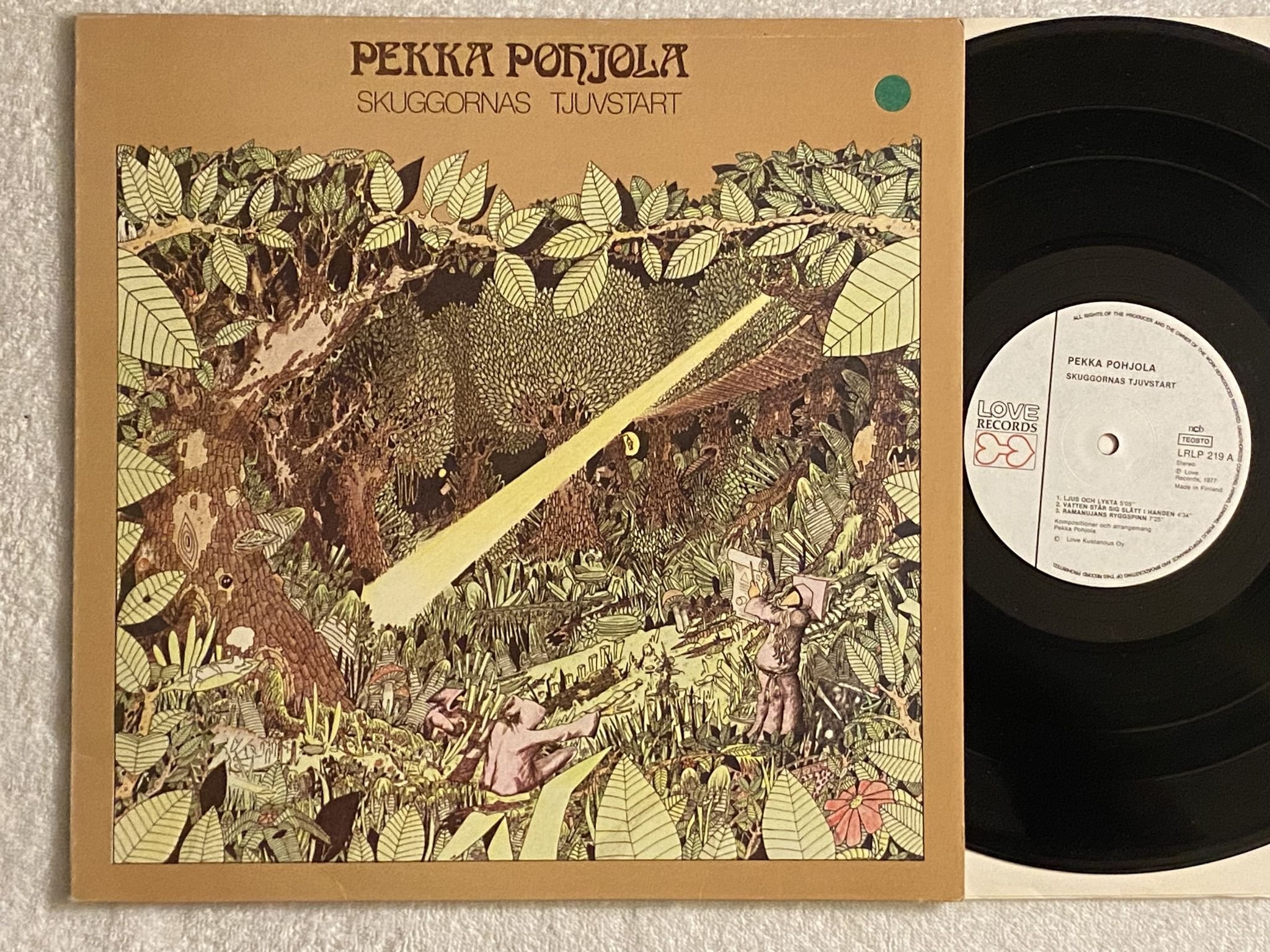 Omslagsbild för skivan PEKKA POHJOLA skuggornas tjuvstart LP -77 Fin LOVE RECORDS LRLP 219