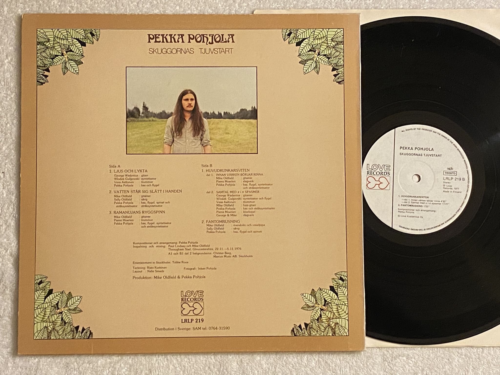 Omslagsbild för skivan PEKKA POHJOLA skuggornas tjuvstart LP -77 Fin LOVE RECORDS LRLP 219