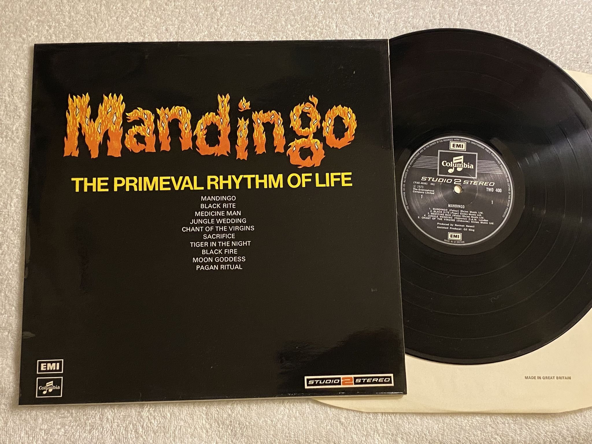 Omslagsbild för skivan MANDINGO The Primeval Rhythm Of Life LP -73 UK COLUMBIA TWO 400