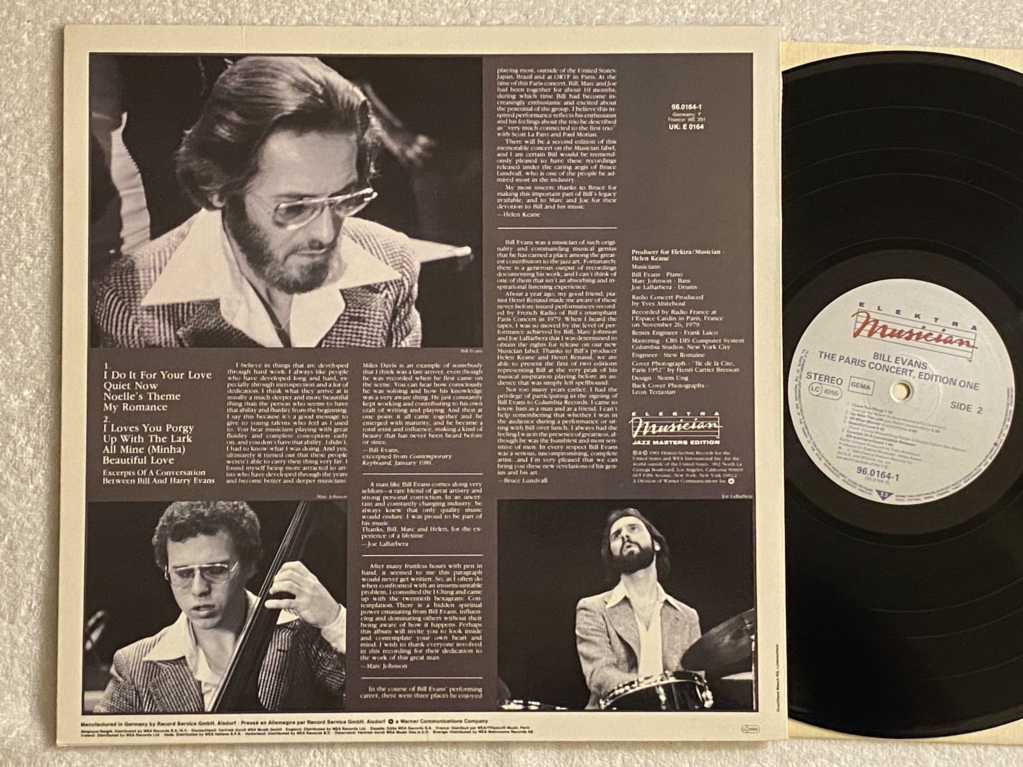 Omslagsbild för skivan BILL EVANS the paris concert, edition one LP -83 Ger ELEKTRA MUSICIAN 960164-1