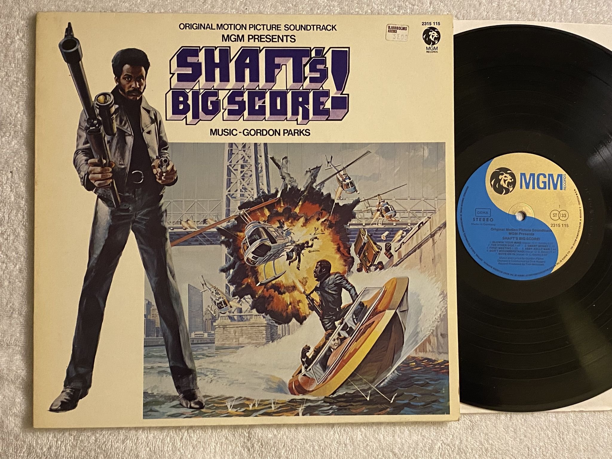 Omslagsbild för skivan GORDON PARKS Shaft's Big Score! LP -72 Ger MGM 2315115 ** BLAXPLOITATION **
