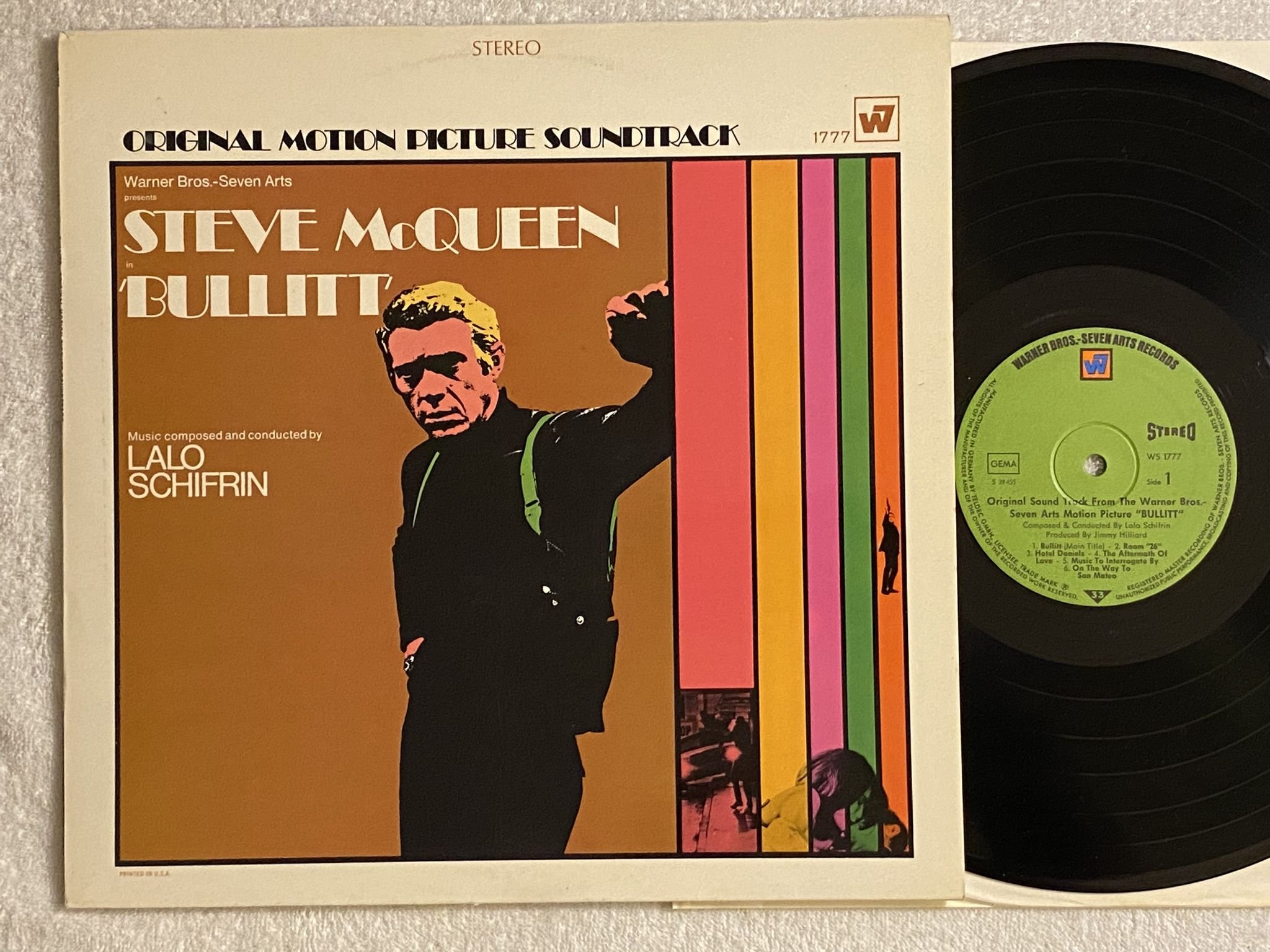 Omslagsbild för skivan LALO SCHIFRIN bullit LP -68 Ger WARNER BROS WS 1777 ** FUNKY **
