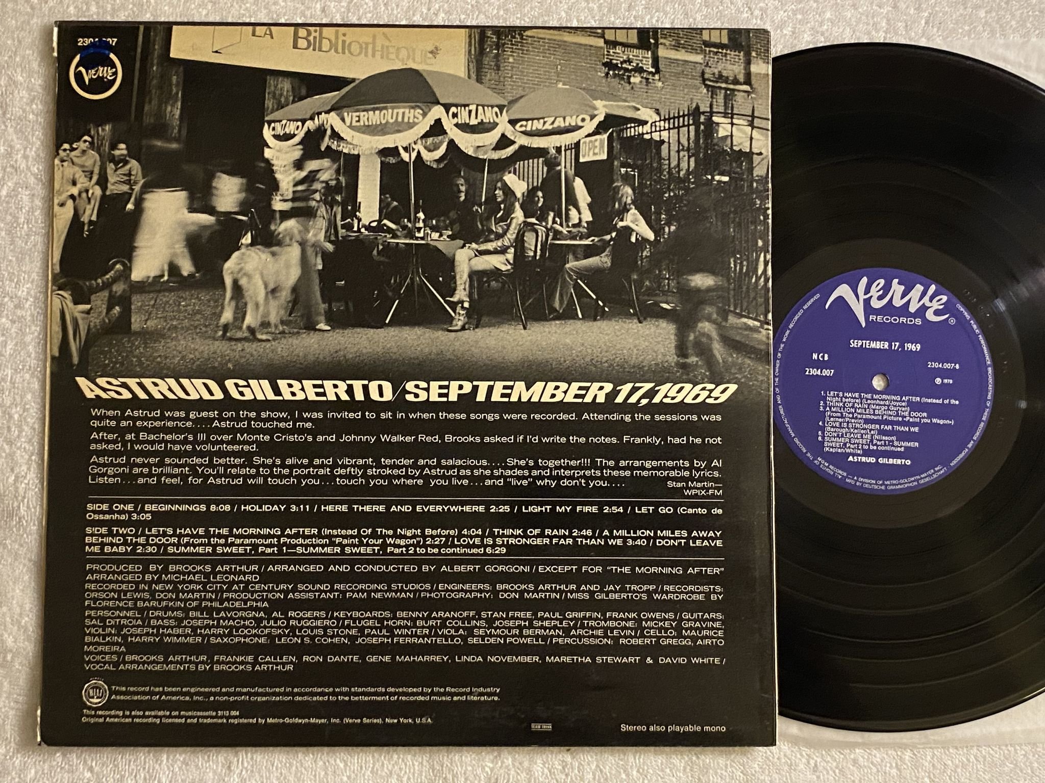 Omslagsbild för skivan ASTRUD GILBERTO September 17, 1969 LP -70 ncb VERVE 2304 007