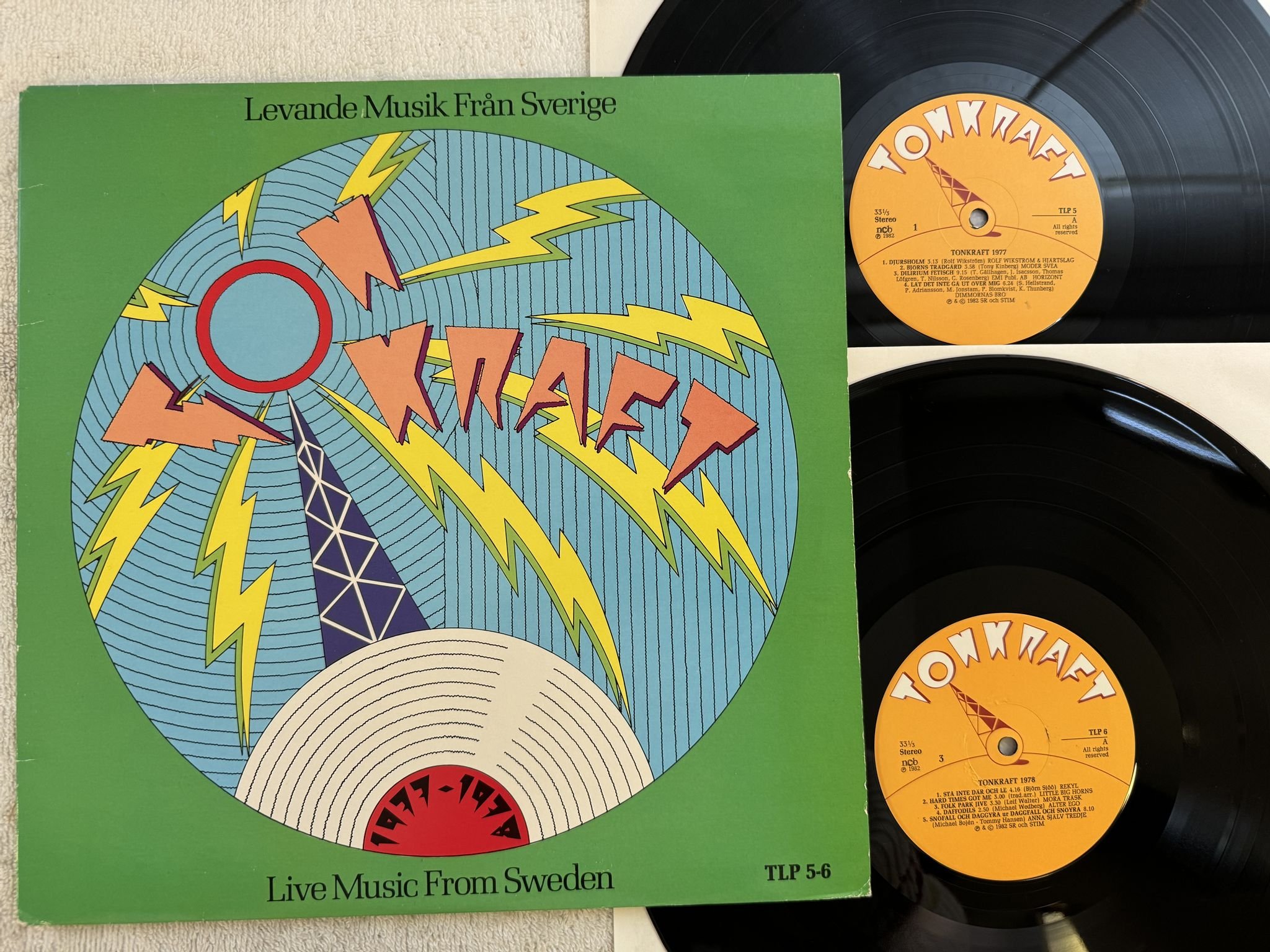 Omslagsbild för skivan V/A tonkraft 1977 2xLP -82 ** Anna Själv Tredje, Alter Ego, Mora Träsk mm **