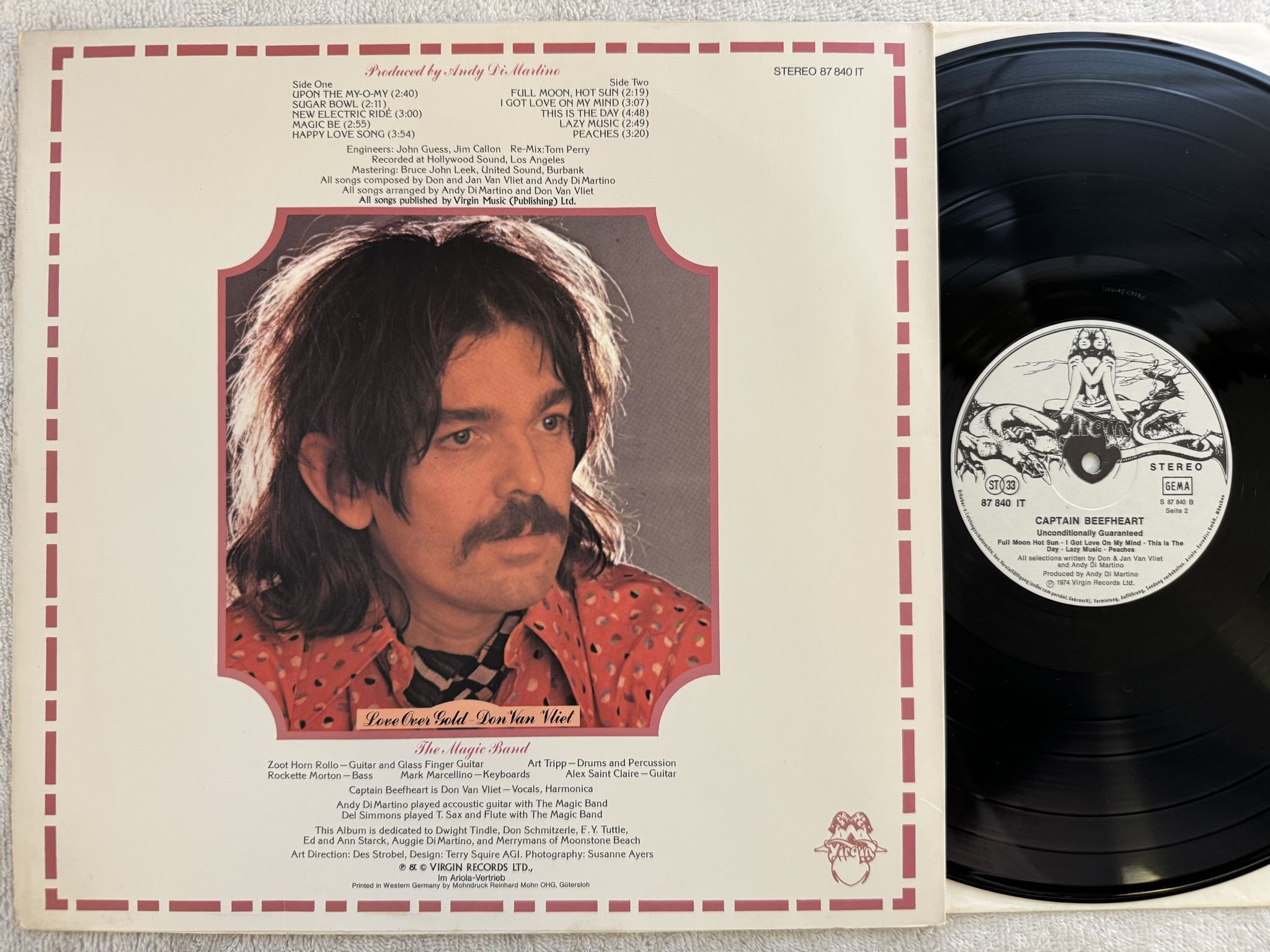 Omslagsbild för skivan CAPTAIN BEEFHEART Unconditionally Guaranteed LP -74 Ger VIRGIN 87 840 IT