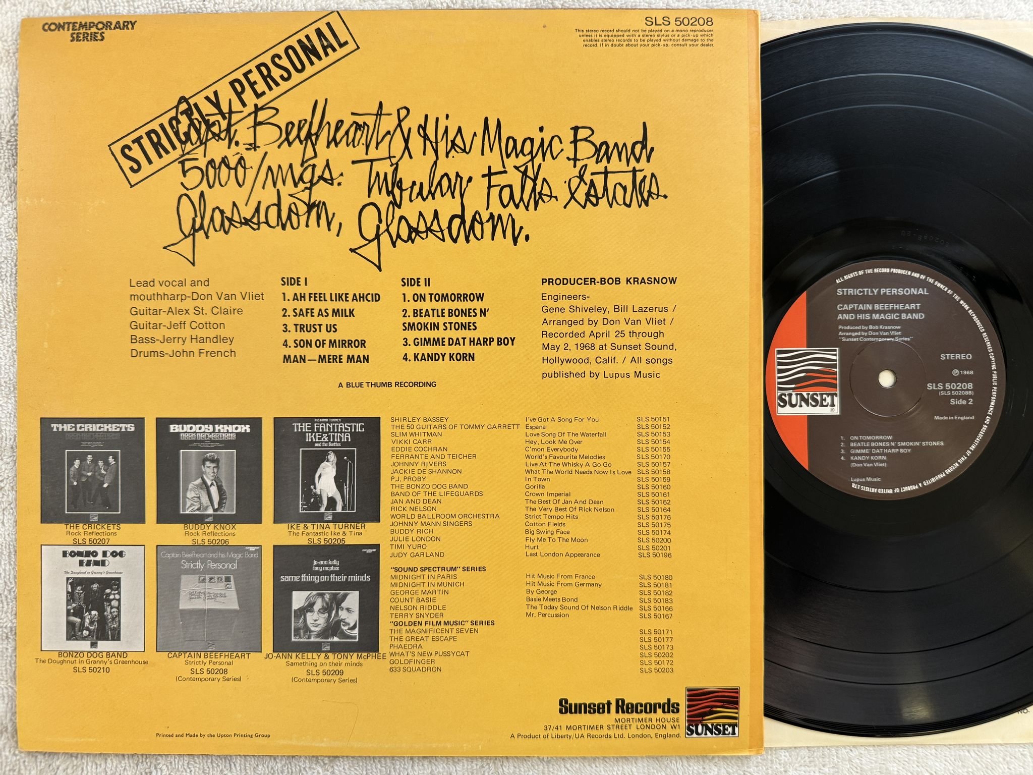 Omslagsbild för skivan CAPTAIN BEEFHEART Strictly Personal LP re -71 UK SUNSET SLS 50208