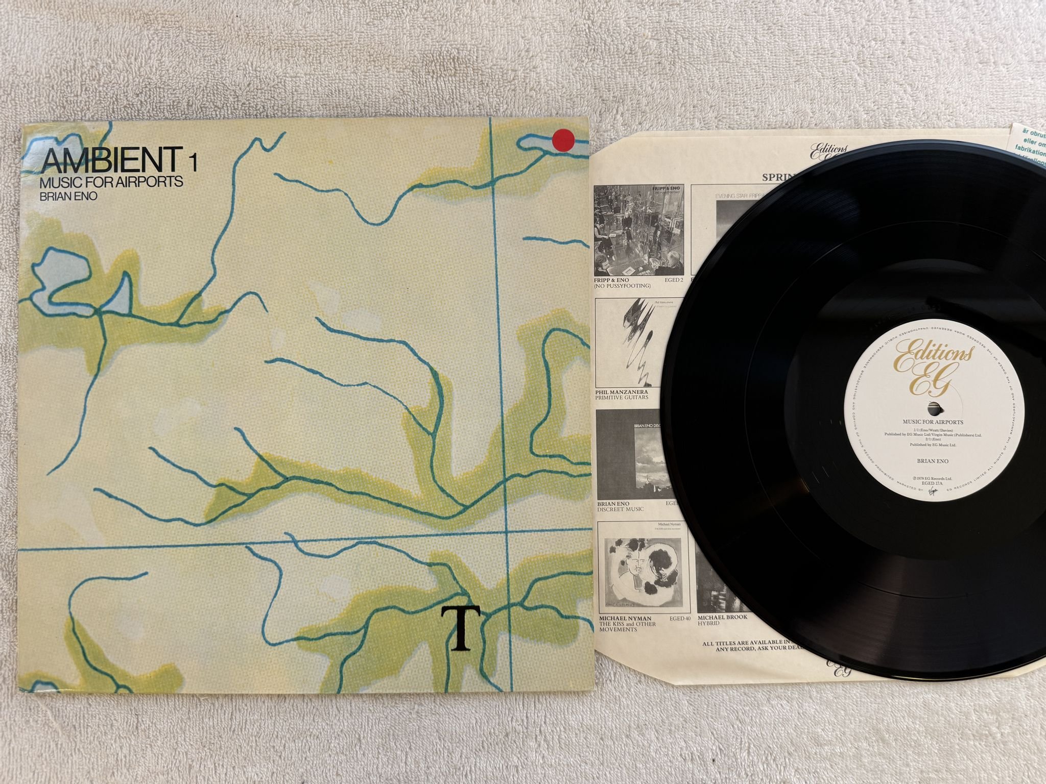 Omslagsbild för skivan BRIAN ENO Ambient 1 (Music For Airports) LP re -87 Ger EDITIONS EG EGED 17