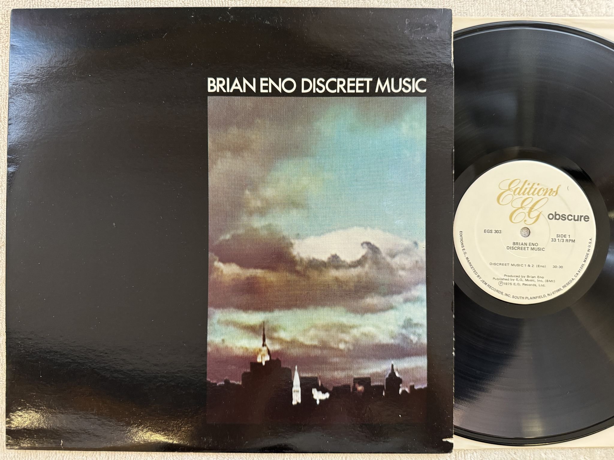 Omslagsbild för skivan BRIAN ENO discreet music LP US EDITIONS EG / OBSCURE EGS 303