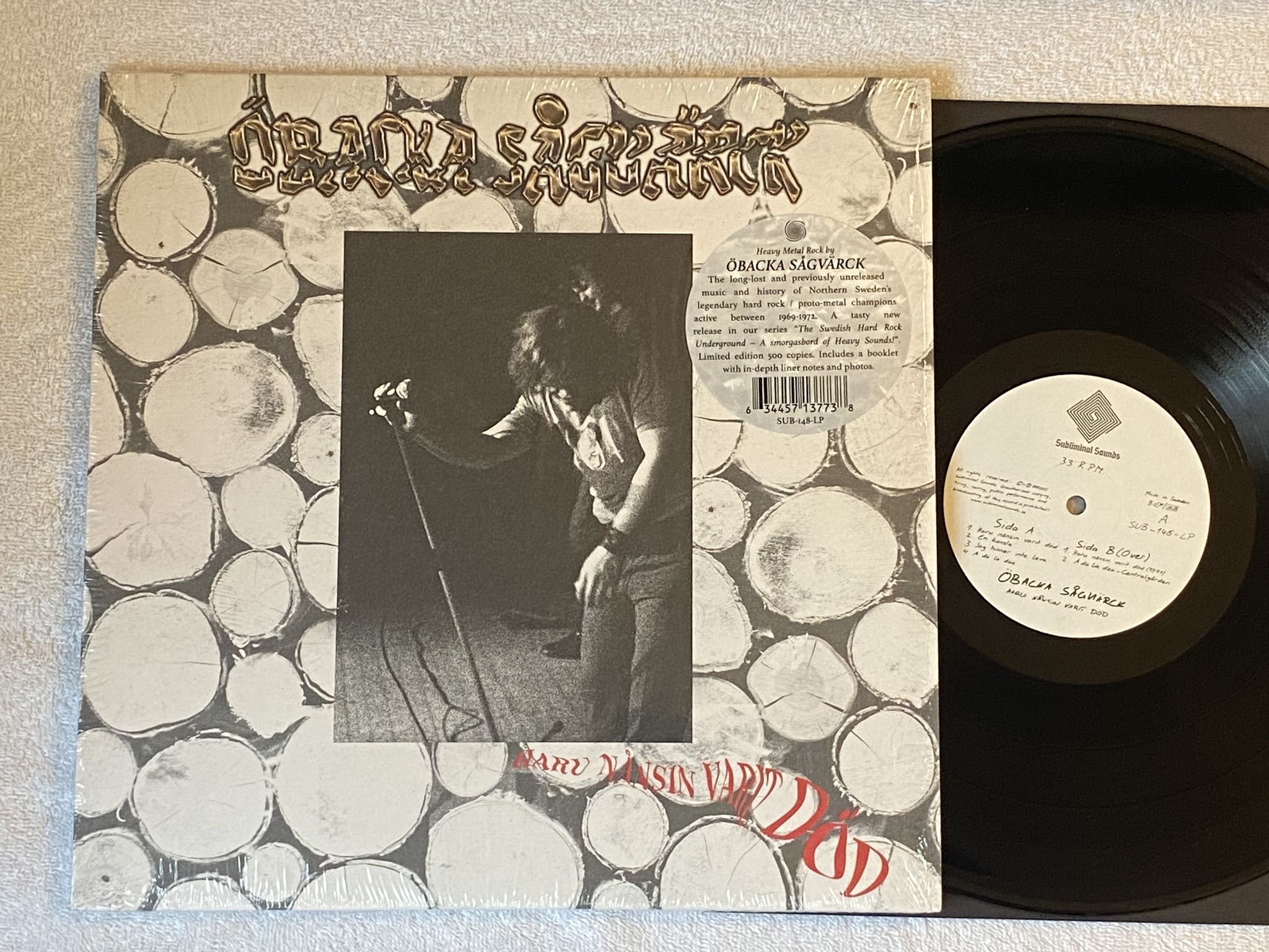 Omslagsbild för skivan ÖBACKA SÅGVÄRCK Haru Nånsin Varit Död LP 2023 SUBLIMINIAL SOUNDS SUB-148-LP