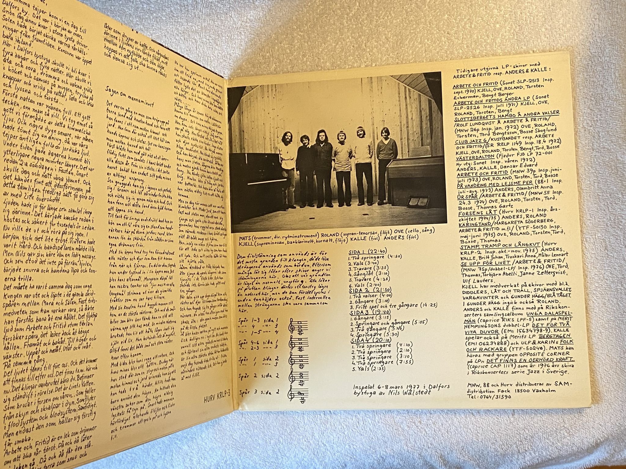 Omslagsbild för skivan ARBETE OCH FRITID ...Sen Dansar Vi Ut 2xLP -77 Swe HURV KRLP-3