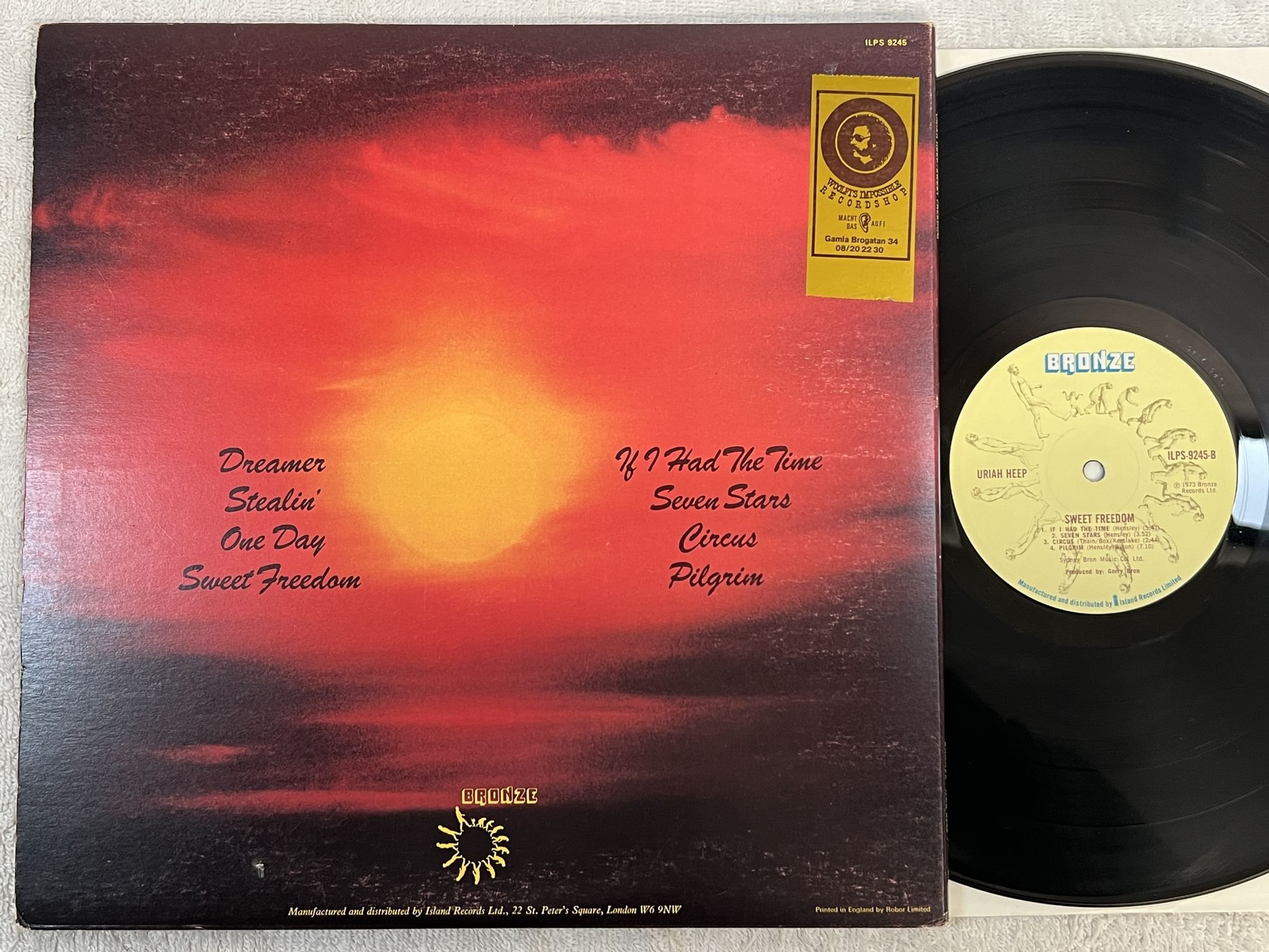 Omslagsbild för skivan URIAH HEEP sweet freedom LP -73 UK BRONZE ILPS 9245