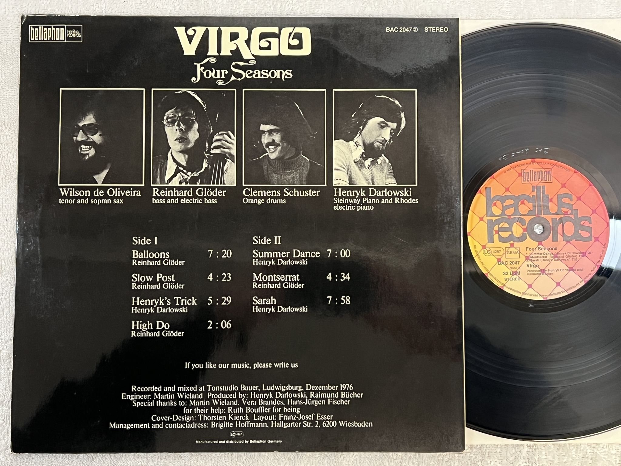 Omslagsbild för skivan VIRGO four seasons LP -77 Ger BACILLUS BAC 2047 *** FUSION ***