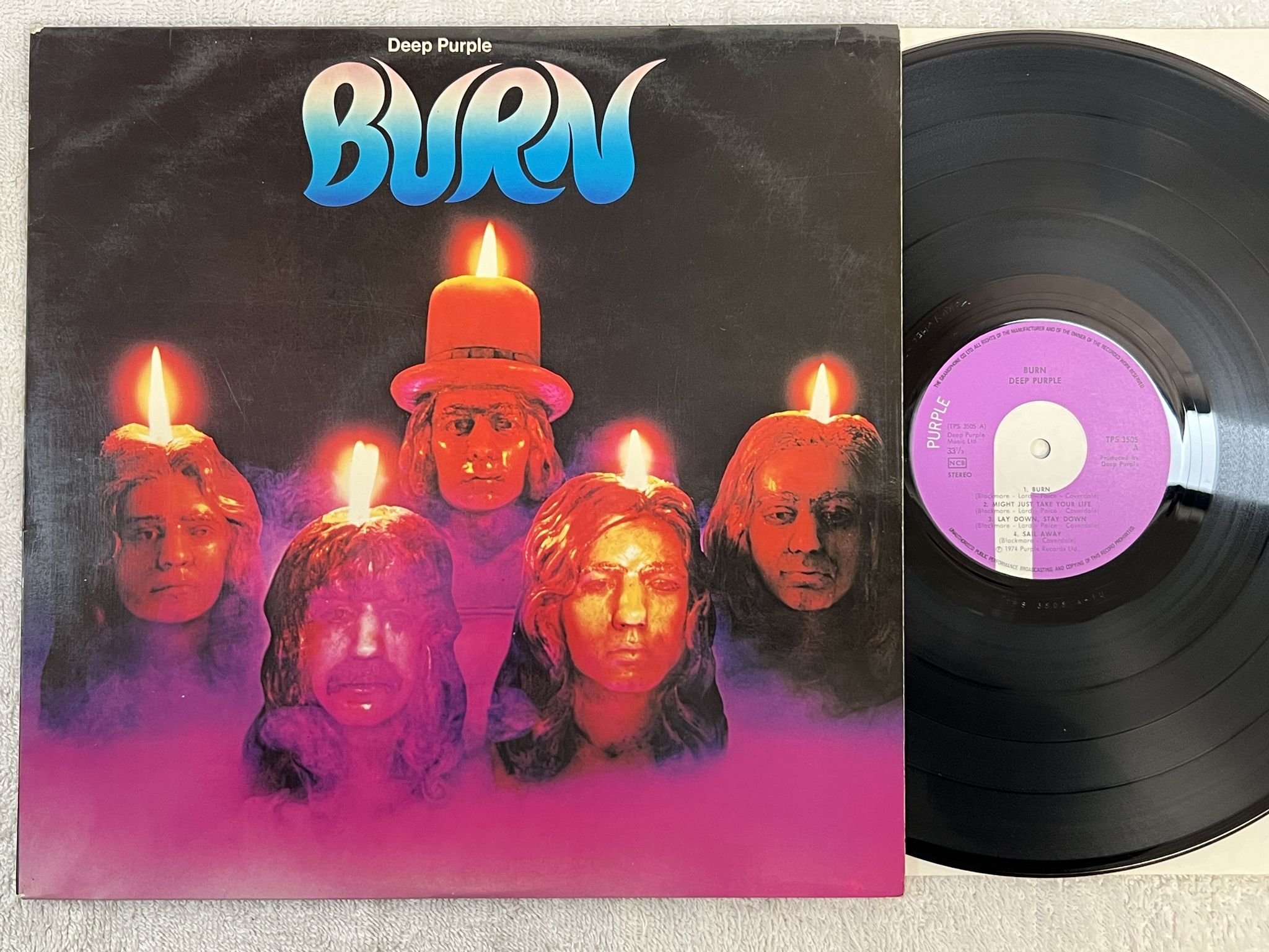 Omslagsbild för skivan DEEP PURPLE burn LP -74 ncb PURPLE TPS 3505
