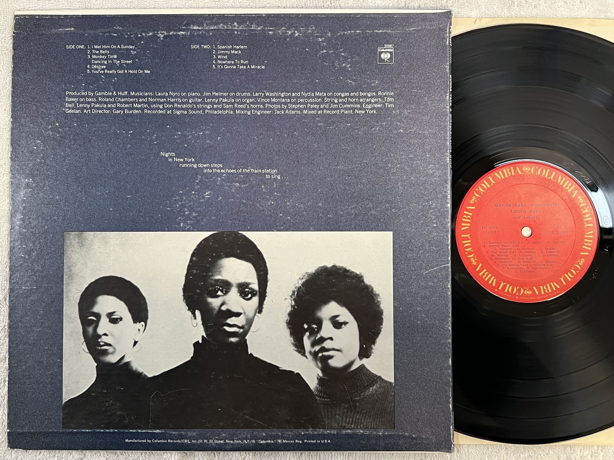 Omslagsbild för skivan LAURA NYRO gonna take a miracle LP re US COLUMBIA PC 30987