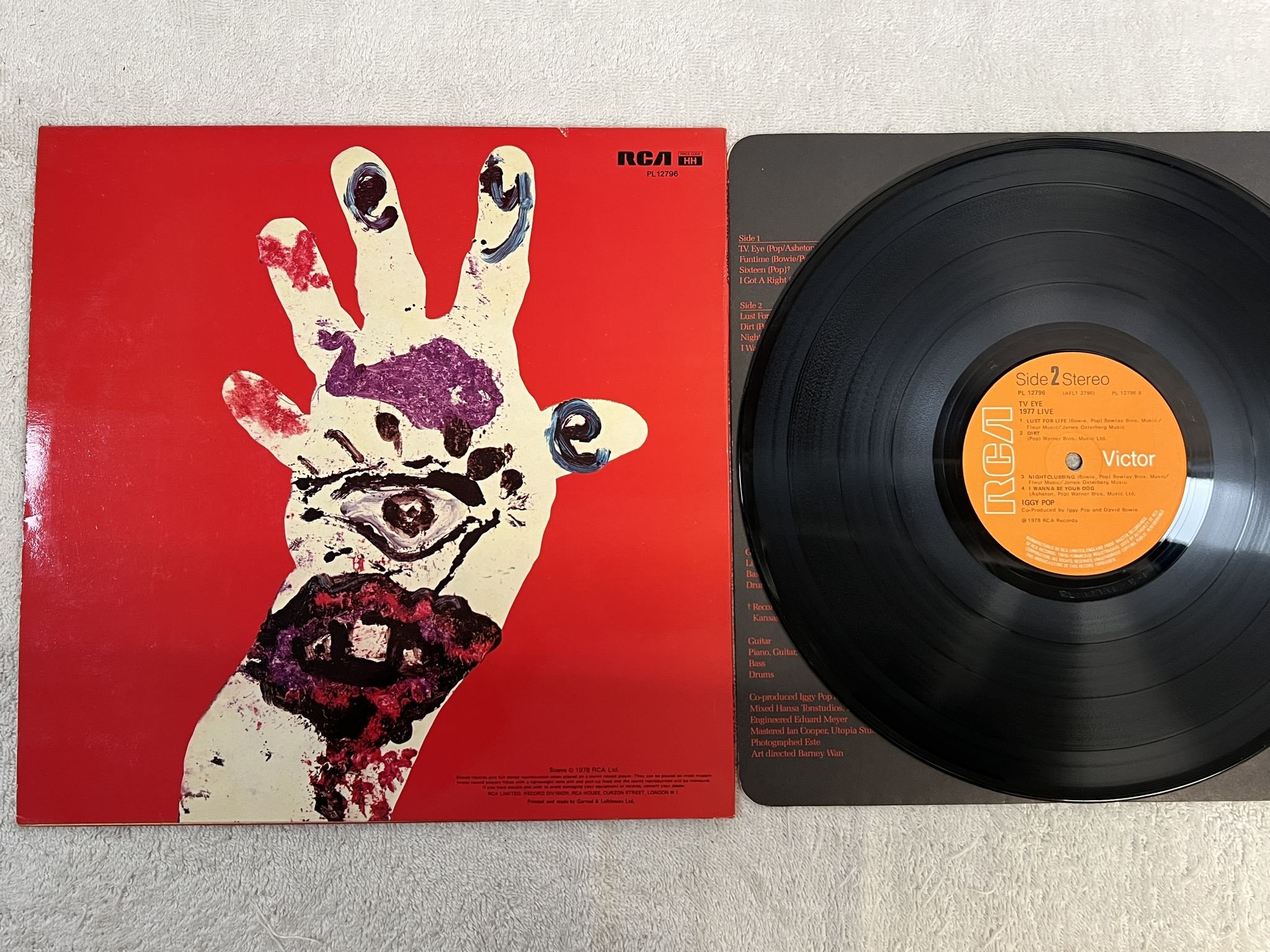 Omslagsbild för skivan IGGY POP TV eve 1977 live LP -78 UK RCA PL 12796