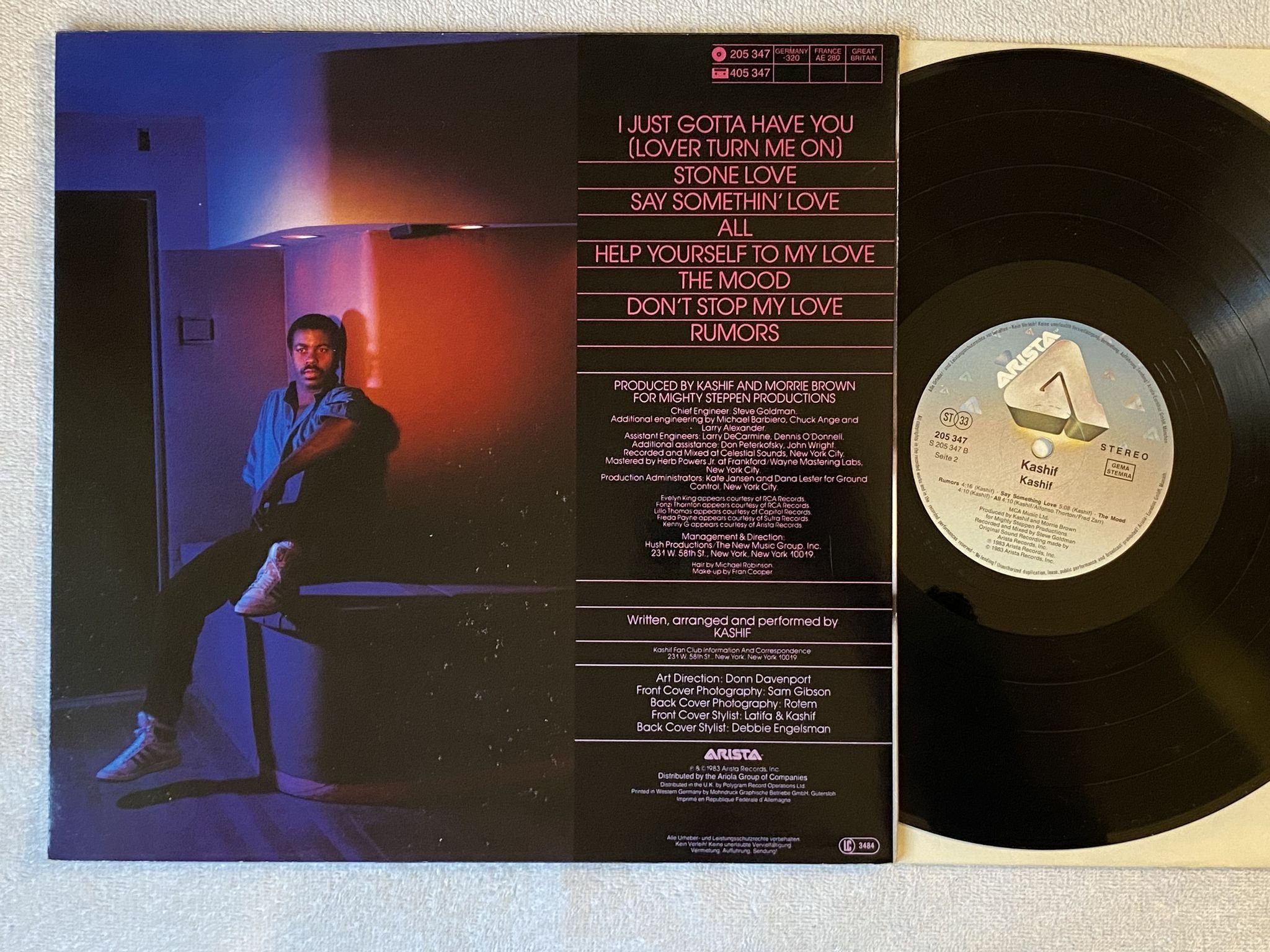 Omslagsbild för skivan KASHIF s/t LP -83 Ger ARISTA 205 347 *** BOOGIE FUNK ***