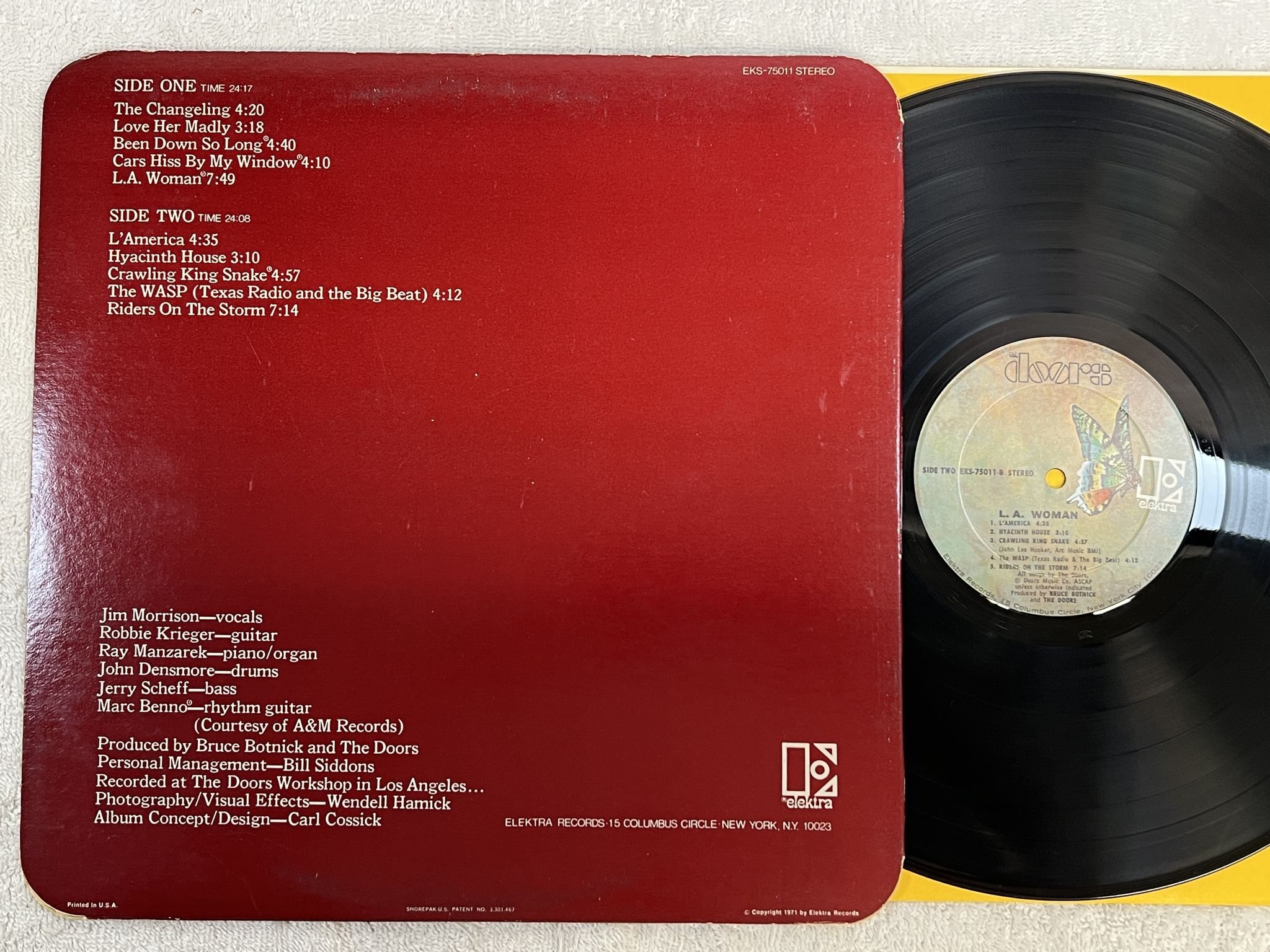 Omslagsbild för skivan THE DOORS L.A. Woman LP -71 US ELEKTRA EKS-75011 *** PITTMAN PRESS ***