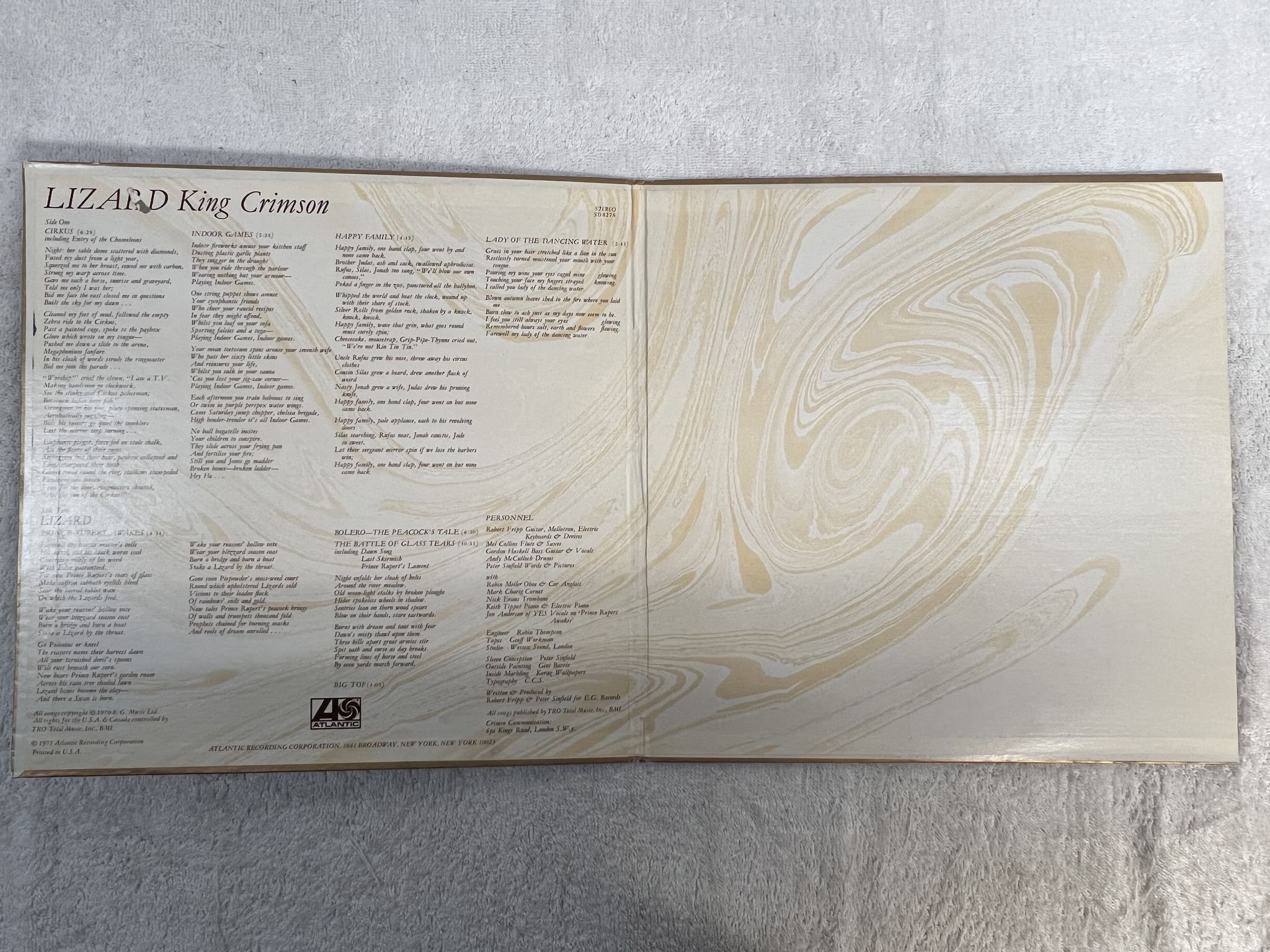 Omslagsbild för skivan KING CRIMSON lizard LP -71 US ATLANTIC SD 8278