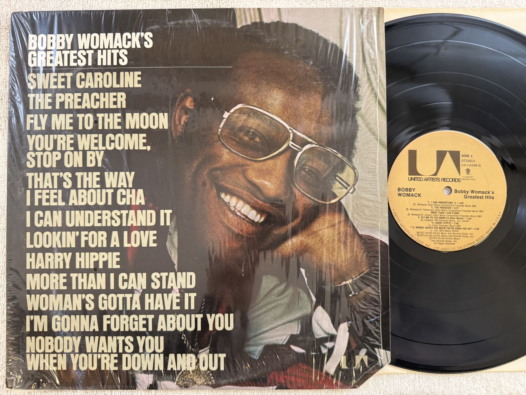 Omslagsbild för skivan BOBBY WOMACK greatest hits LP -74 US UNITED ARTISTS UA-LA346-G