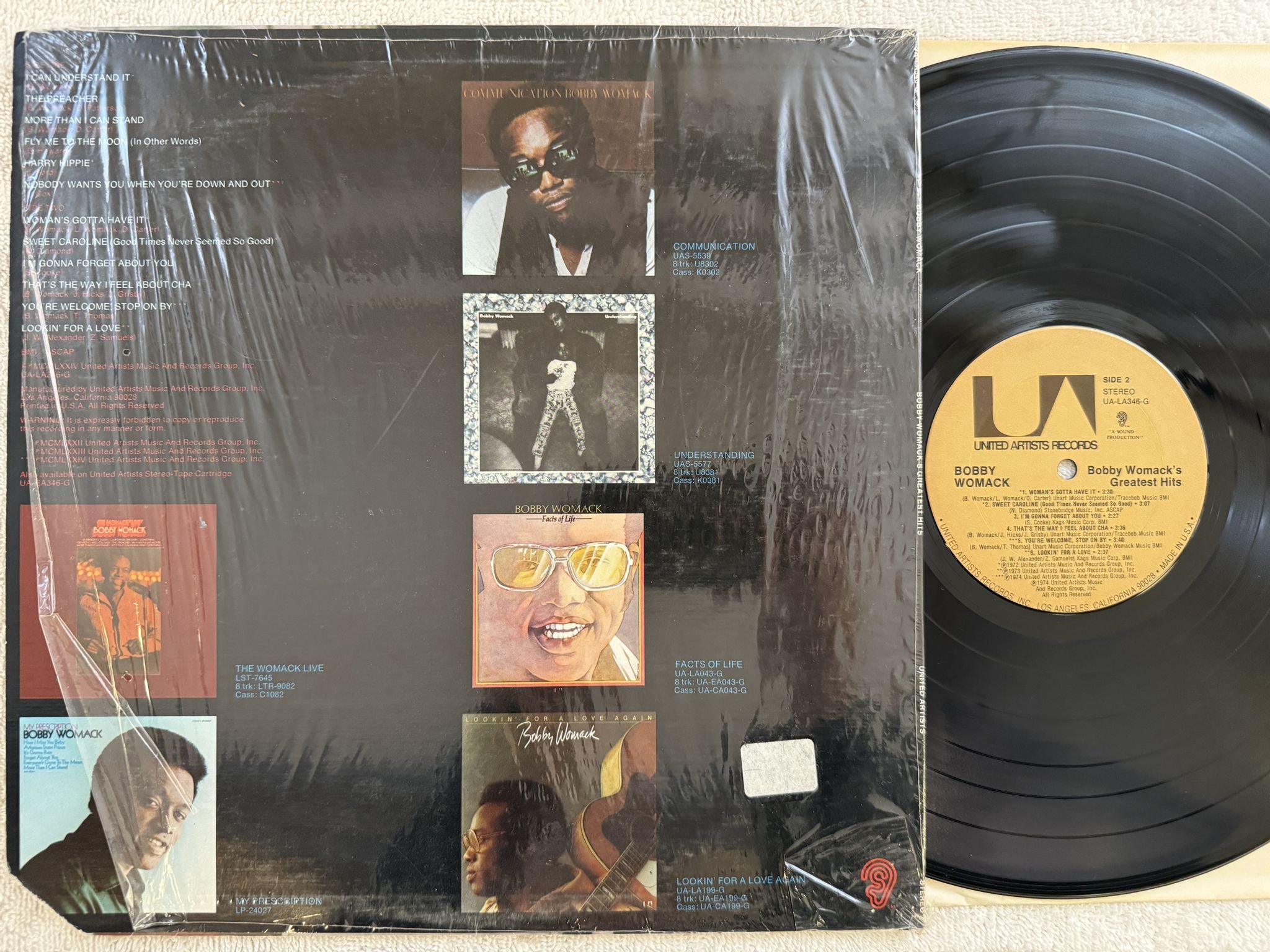 Omslagsbild för skivan BOBBY WOMACK greatest hits LP -74 US UNITED ARTISTS UA-LA346-G