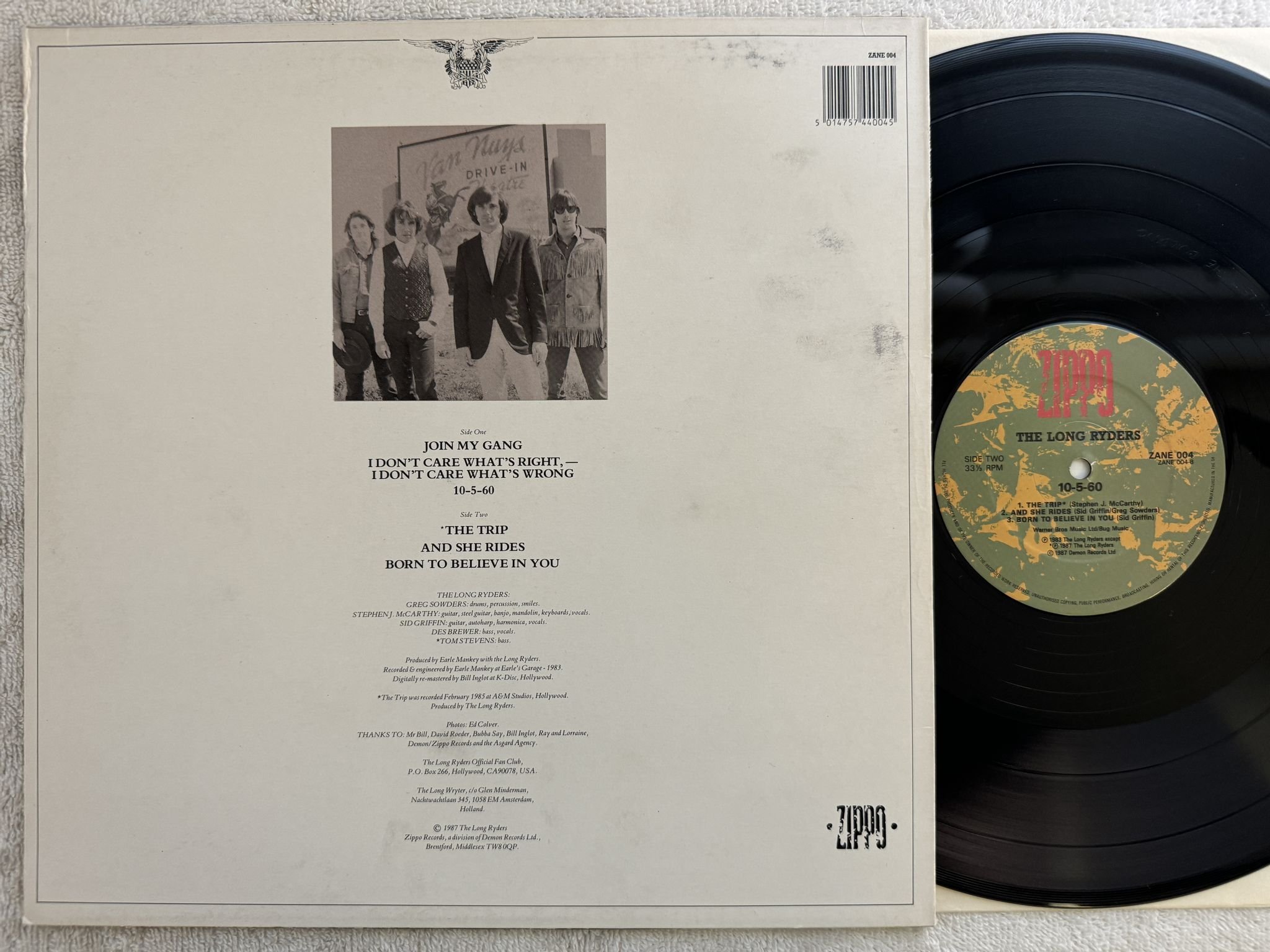 Omslagsbild för skivan THE LONG RYDERS 10-5-60 LP -87 UK ZIPPO ZANE 004