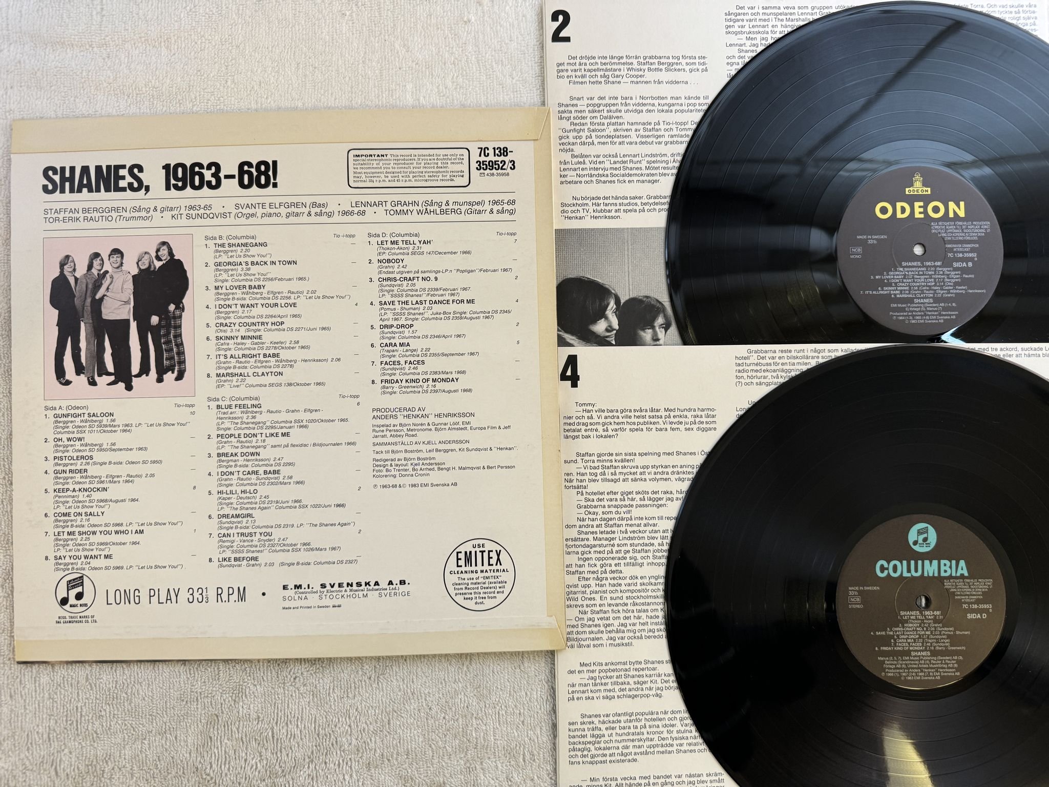 Omslagsbild för skivan SHANES Shanes, 1963-68! 2xLP -83 Swe ODEON/COLUMBIA 7C 138-35952/3