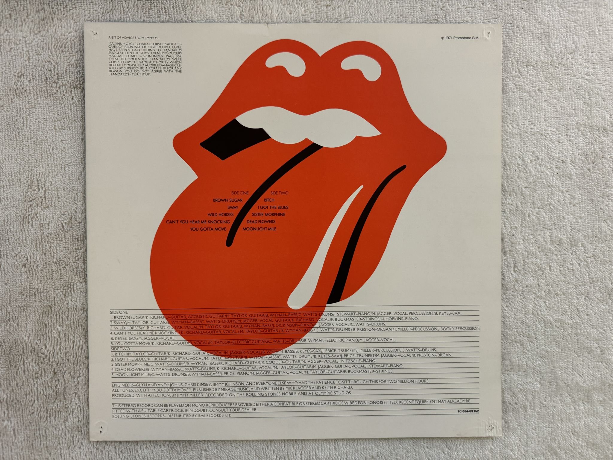 Omslagsbild för skivan ROLLING STONES sticky fingers LP Ger 1C 064-63152 *** Andy Warhol Art Cover ***