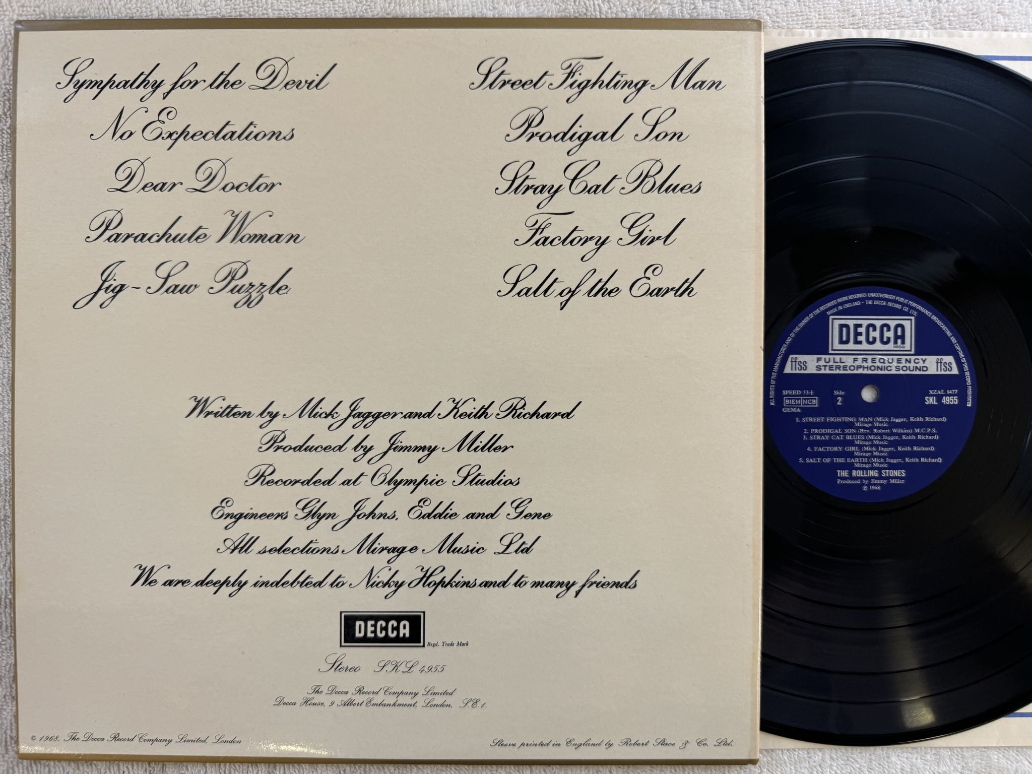 Omslagsbild för skivan ROLLING STONES beggars banquet LP UK DECCA SKL 4955