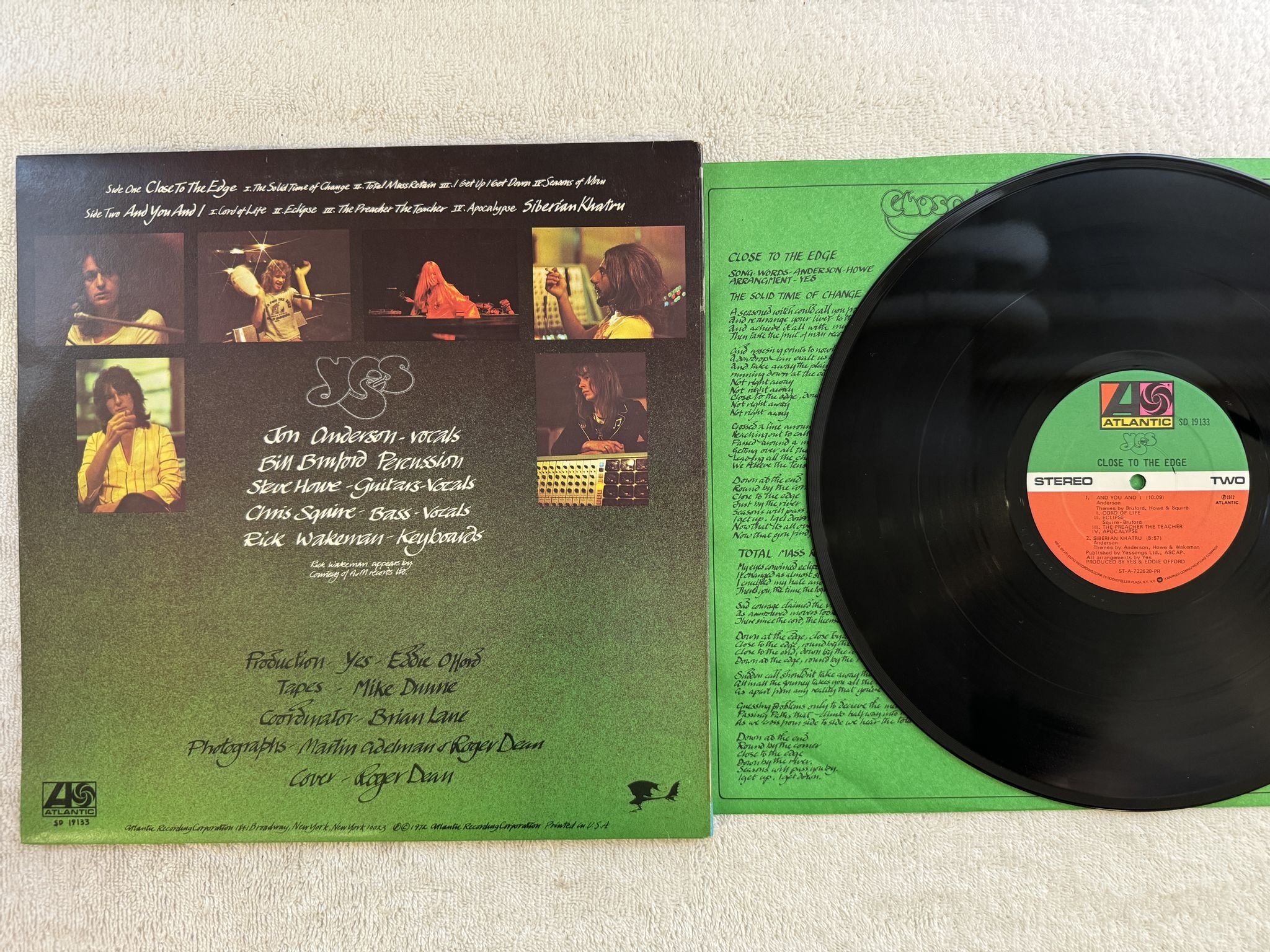 Omslagsbild för skivan YES close to the edge LP -72 US ATLANTIC SD 19133