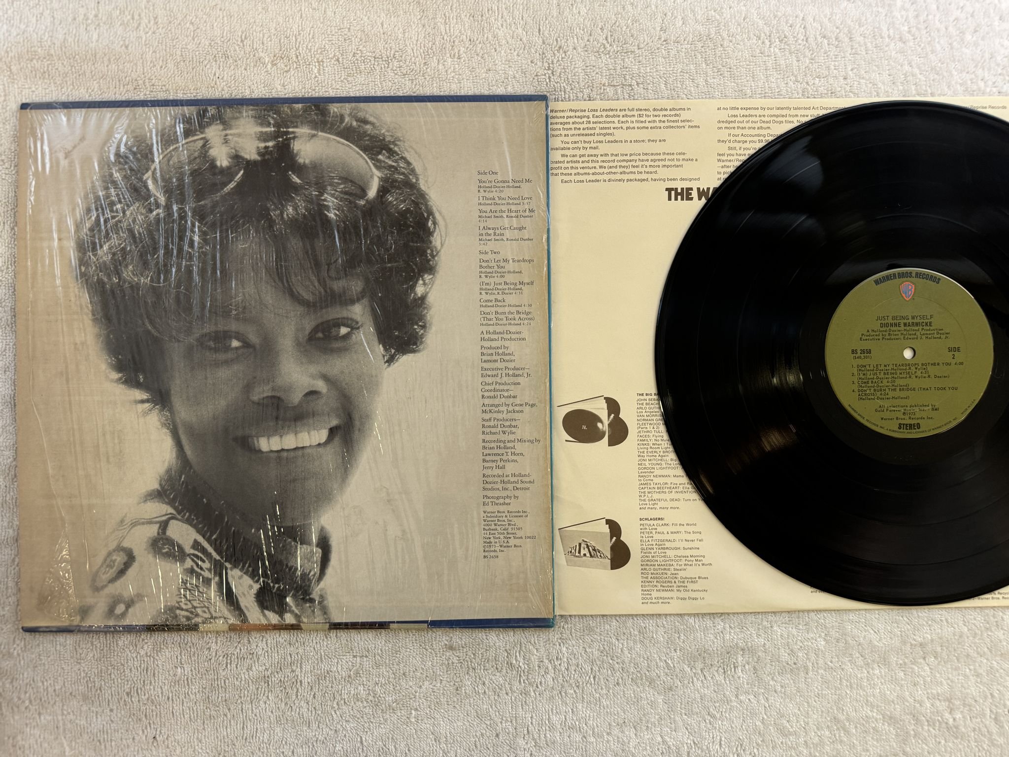 Omslagsbild för skivan DIONNE WARWICK just helping myself LP -73 US WARNER BROS BS 2658 ** J DILLA **