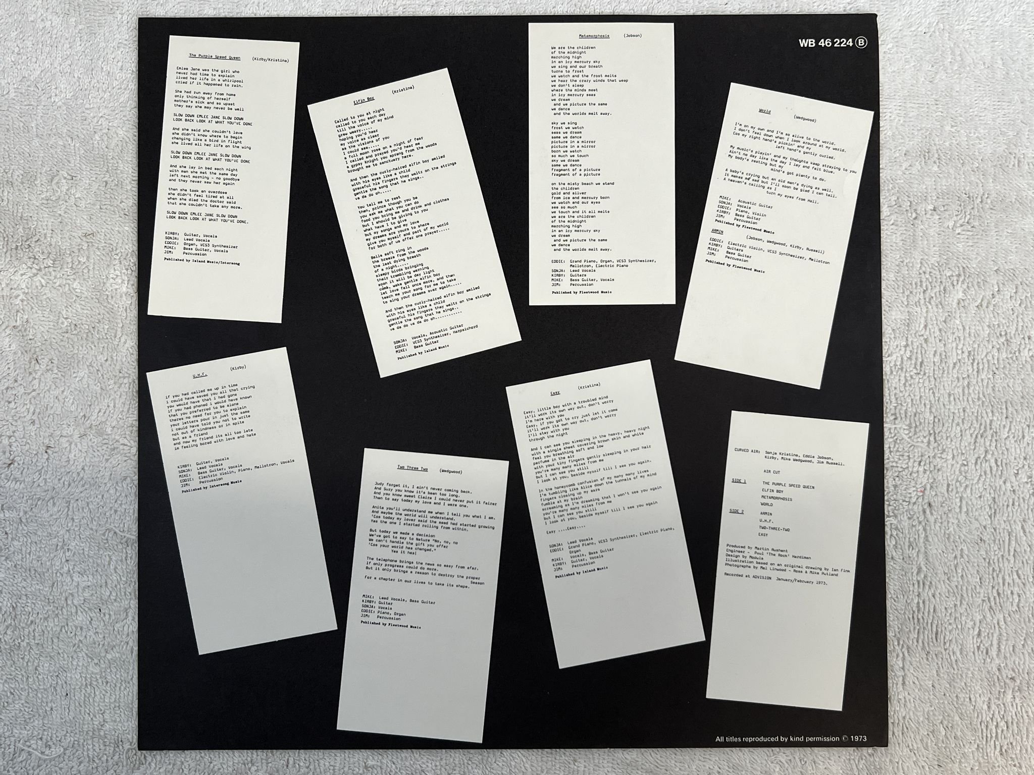 Omslagsbild för skivan CURVED AIR air cut LP -73 Ger WARNER WB 46224