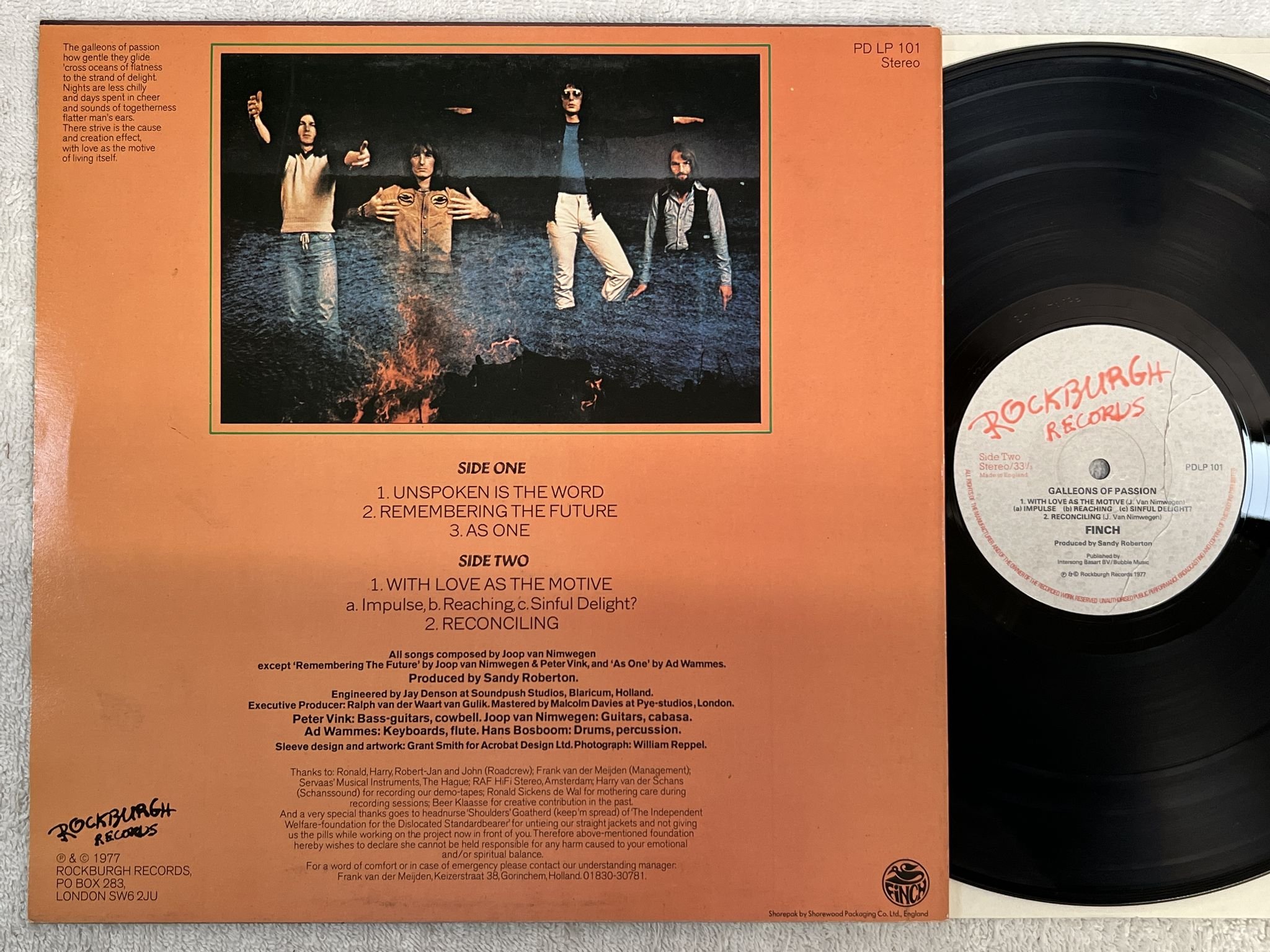Omslagsbild för skivan FINCH Galleons Of Passion LP -77 UK rockburgh PDLP 101 *** PROG ROCK ***