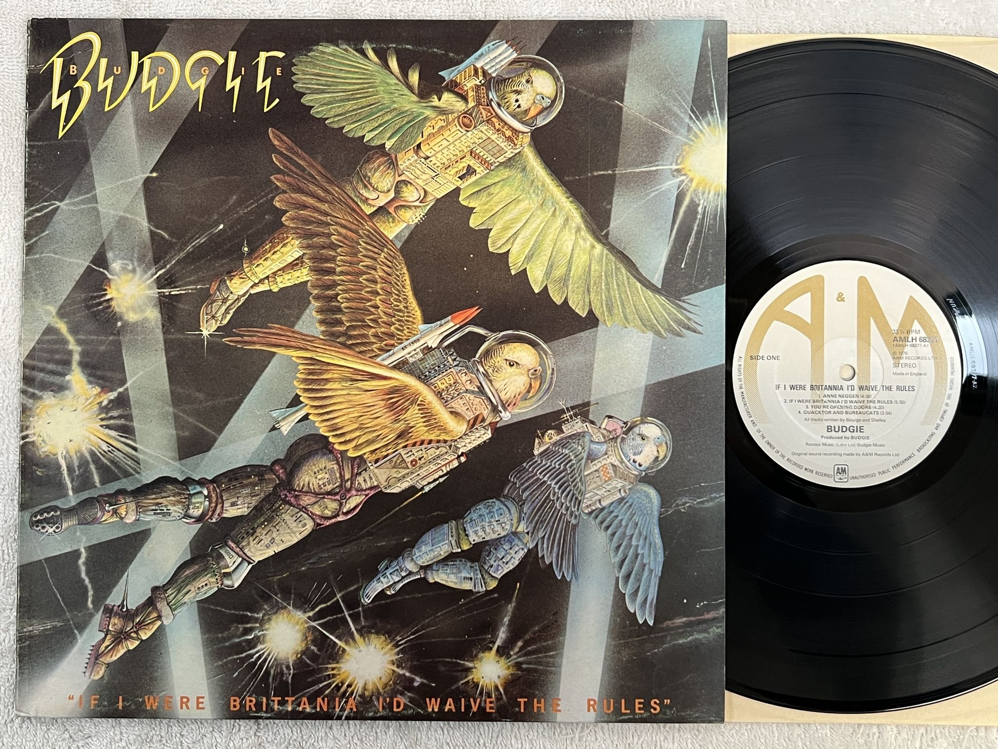 Omslagsbild för skivan BUDGIE If I Were Brittania I'd Waive The Rules LP -76 UK A&M AMLH 68377