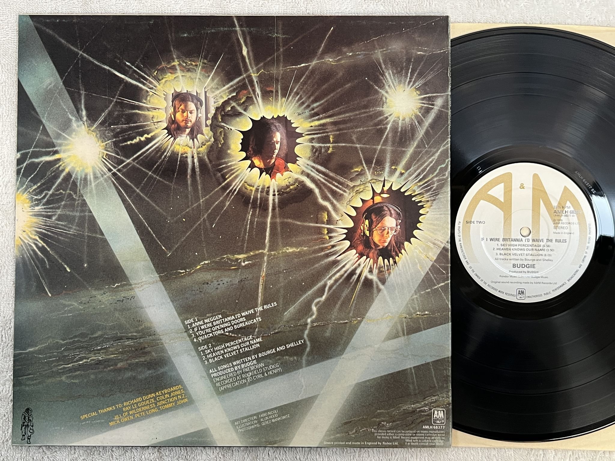 Omslagsbild för skivan BUDGIE If I Were Brittania I'd Waive The Rules LP -76 UK A&M AMLH 68377