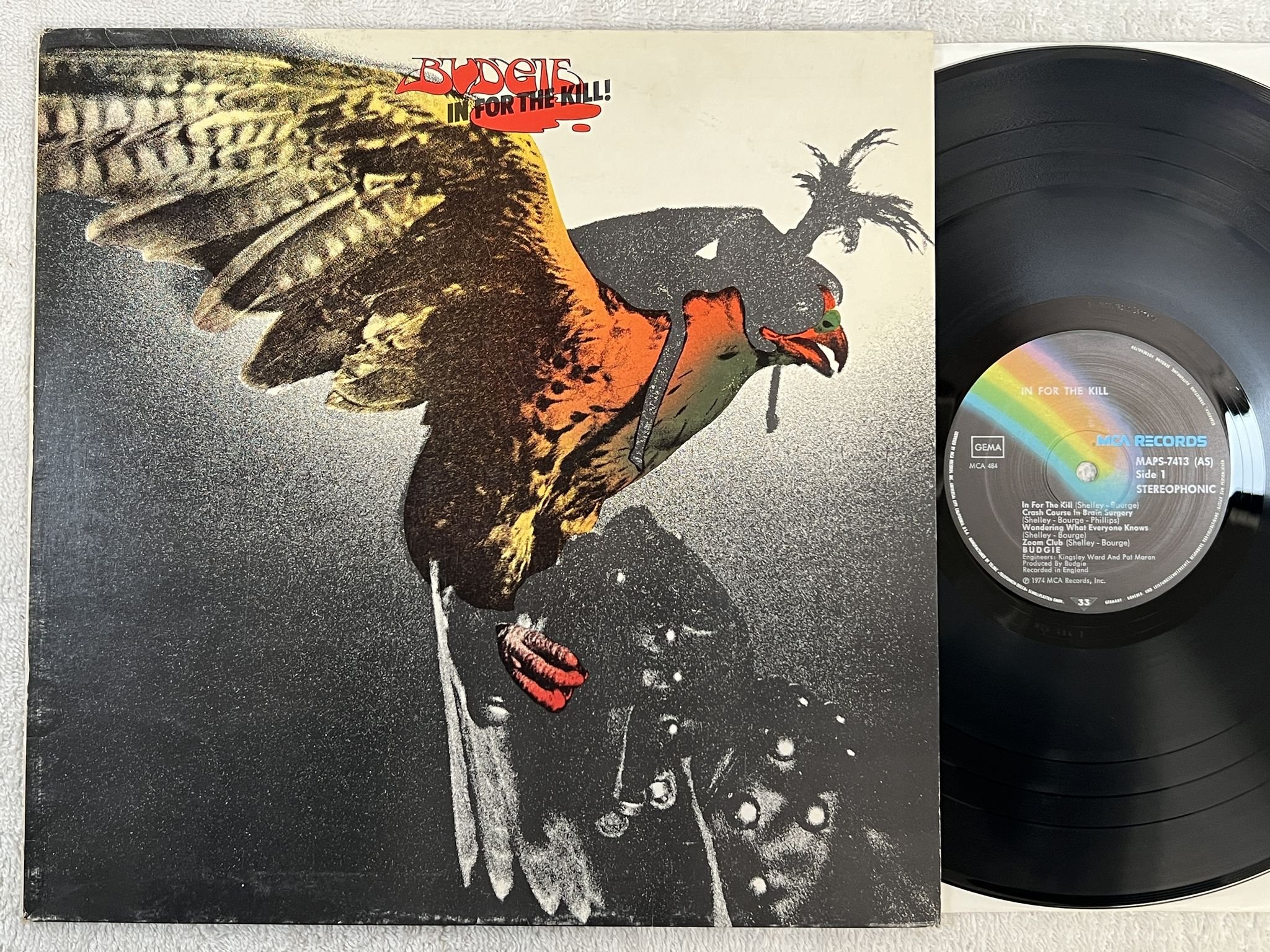 Omslagsbild för skivan BUDGIE in for the kill LP -74 Ger MCA MAPS-7413