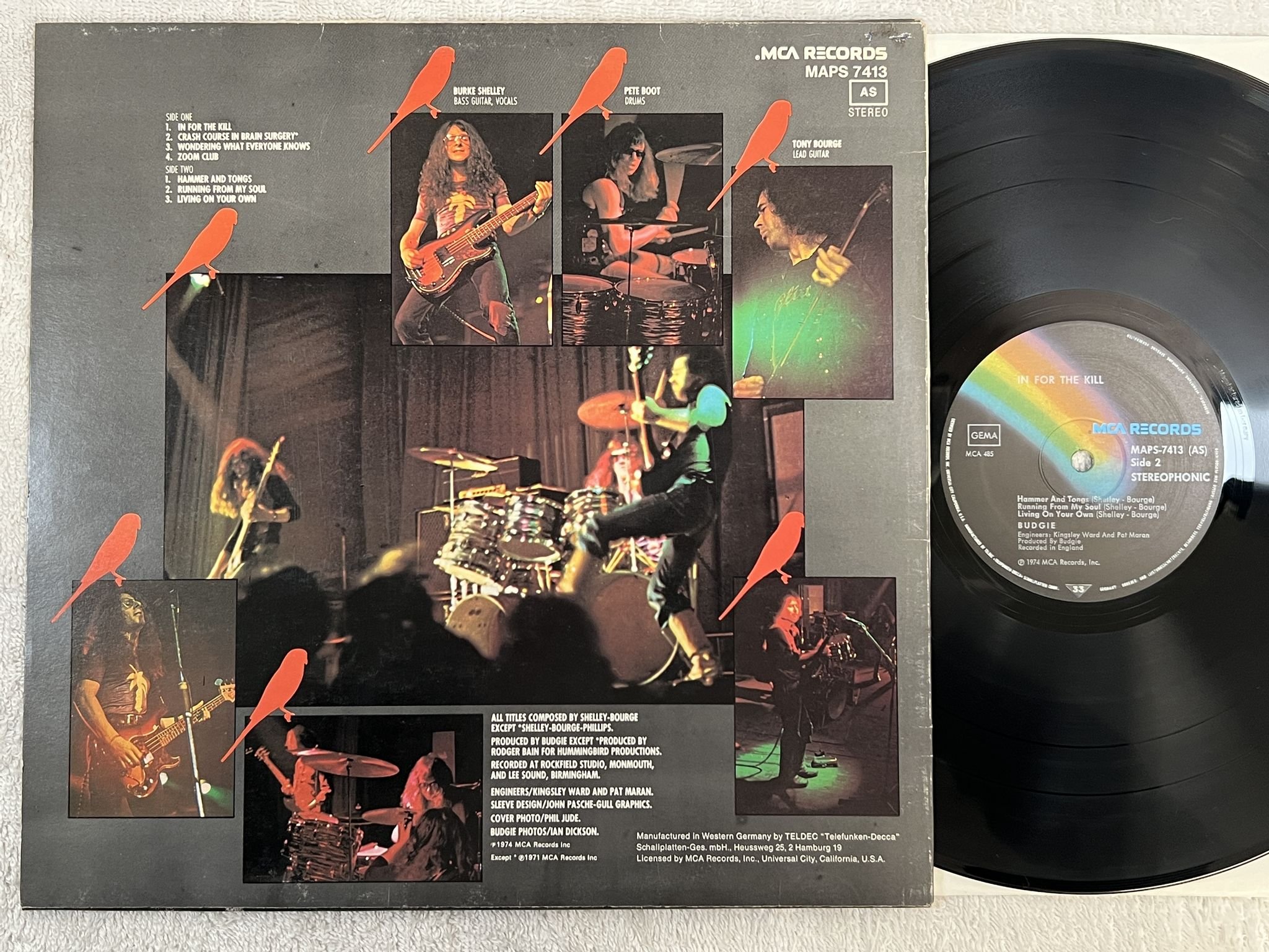 Omslagsbild för skivan BUDGIE in for the kill LP -74 Ger MCA MAPS-7413