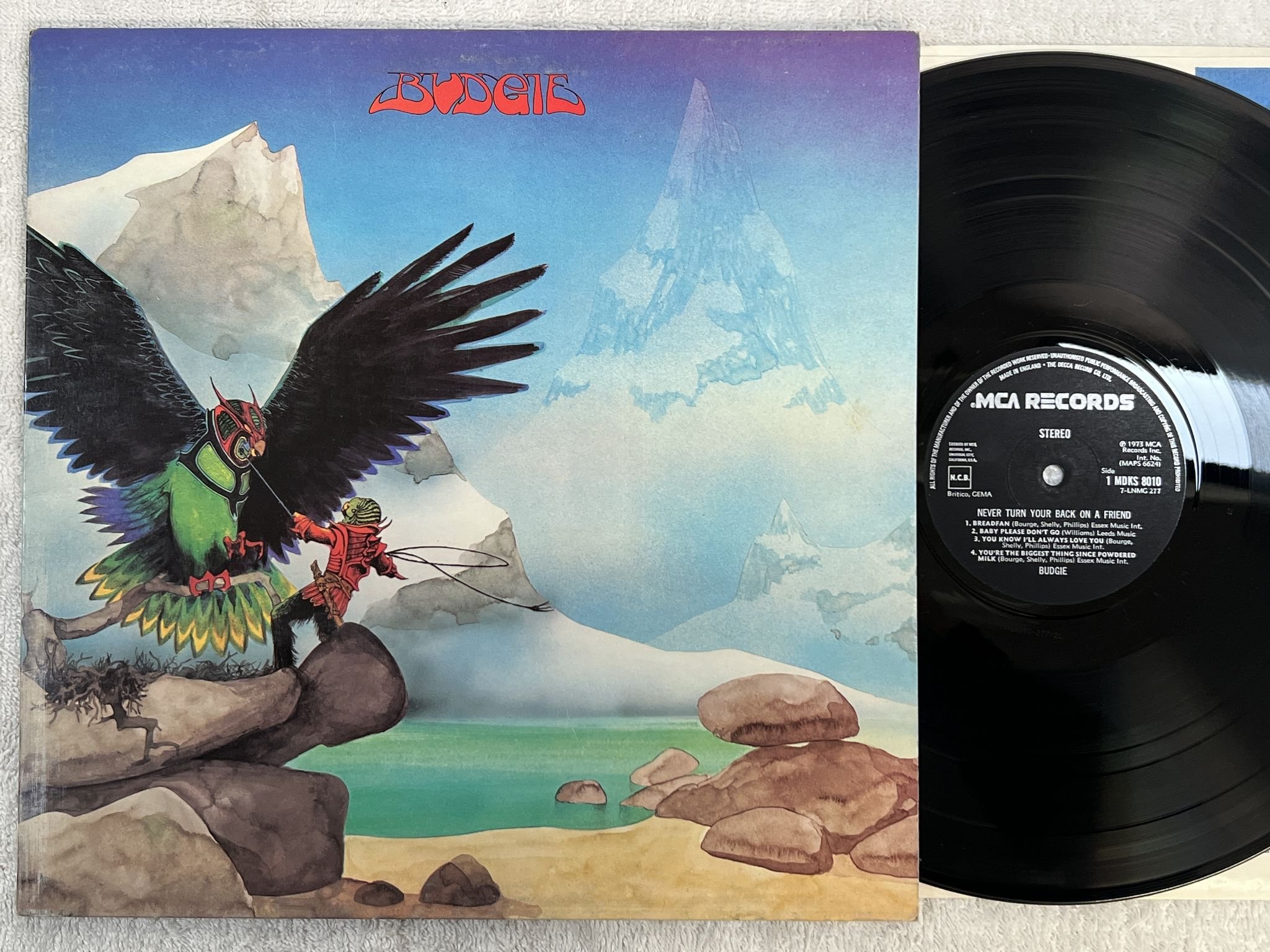 Omslagsbild för skivan BUDGIE Never Turn Your Back On A Friend LP -73 UK MCA MDKS 8010
