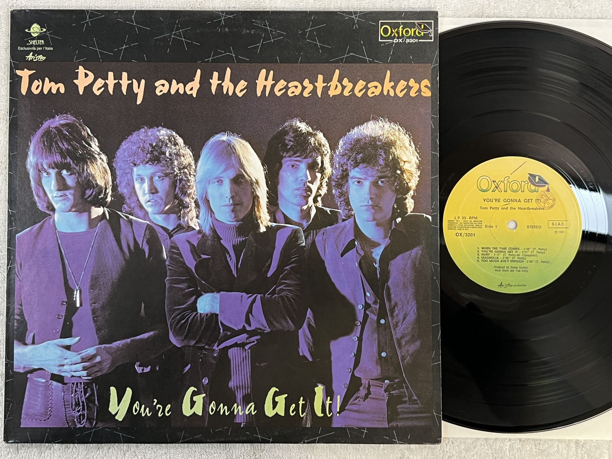 Omslagsbild för skivan TOM PETTY & THE HEARTBREAKERS You're Gonna Get It! LP -81 Ita OXFORD OX/3201