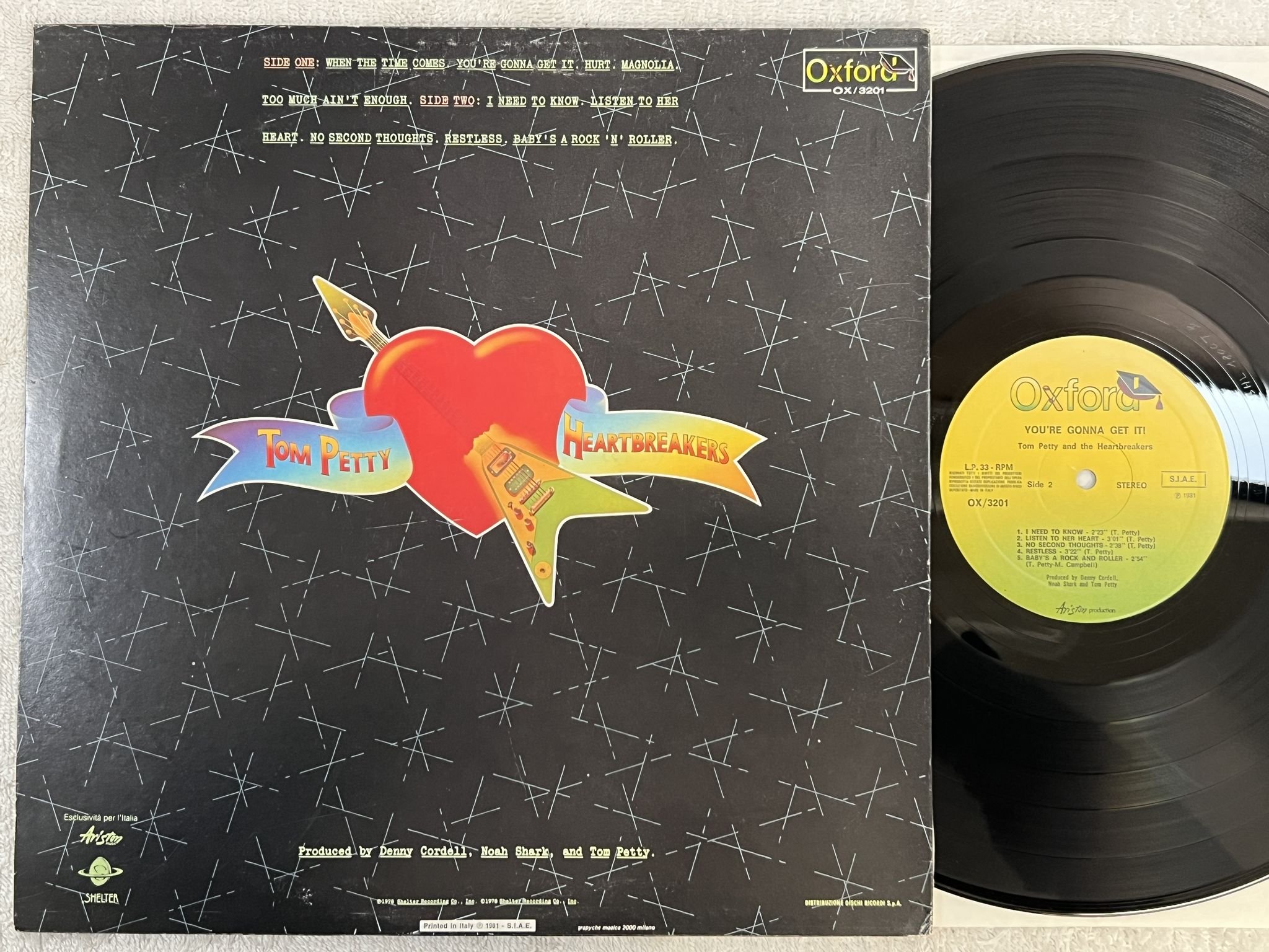 Omslagsbild för skivan TOM PETTY & THE HEARTBREAKERS You're Gonna Get It! LP -81 Ita OXFORD OX/3201