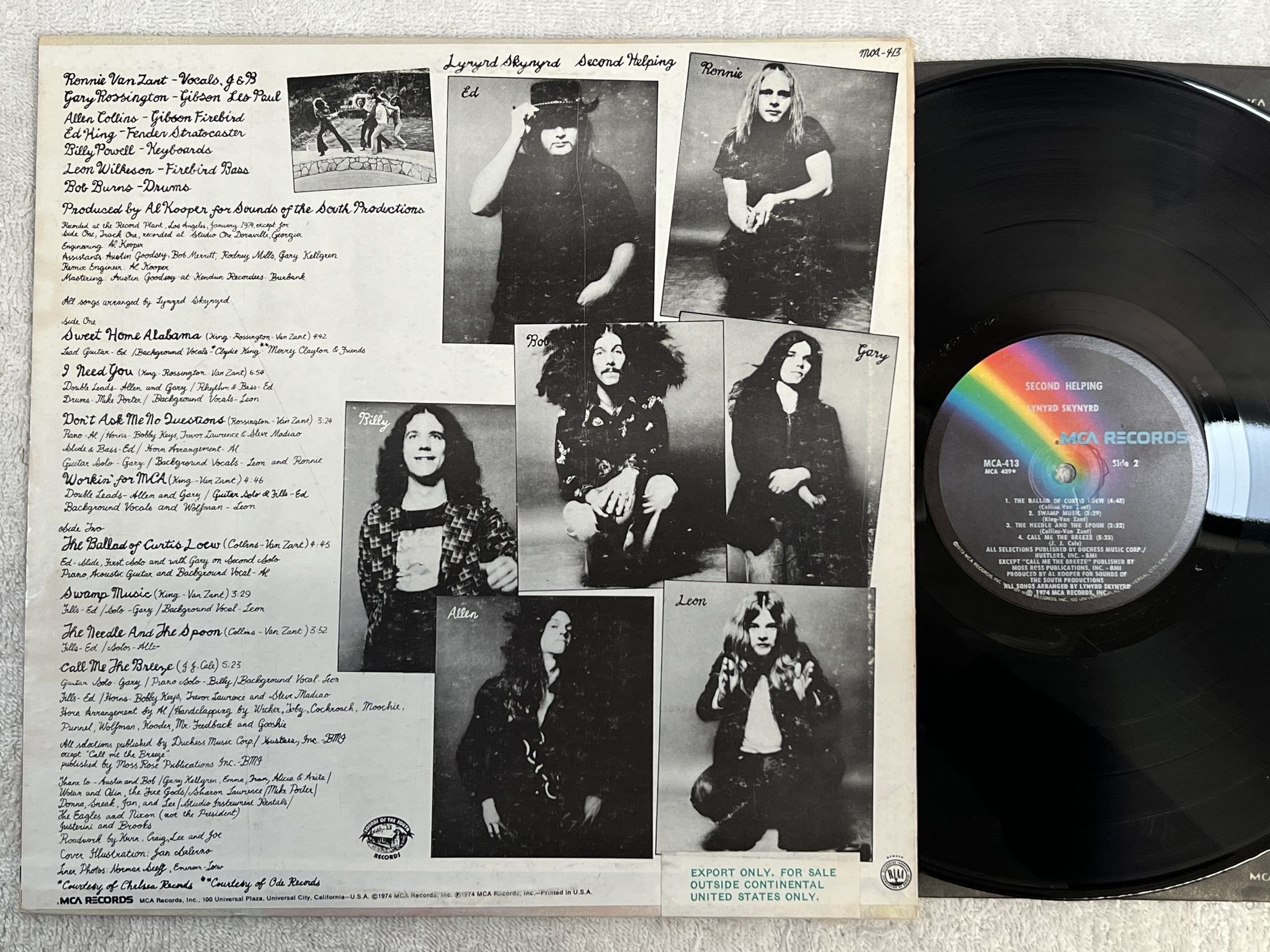 Omslagsbild för skivan LYNYRD SKYNYRD second helping LP -75 US MCA 413 *** Southern Rock ***