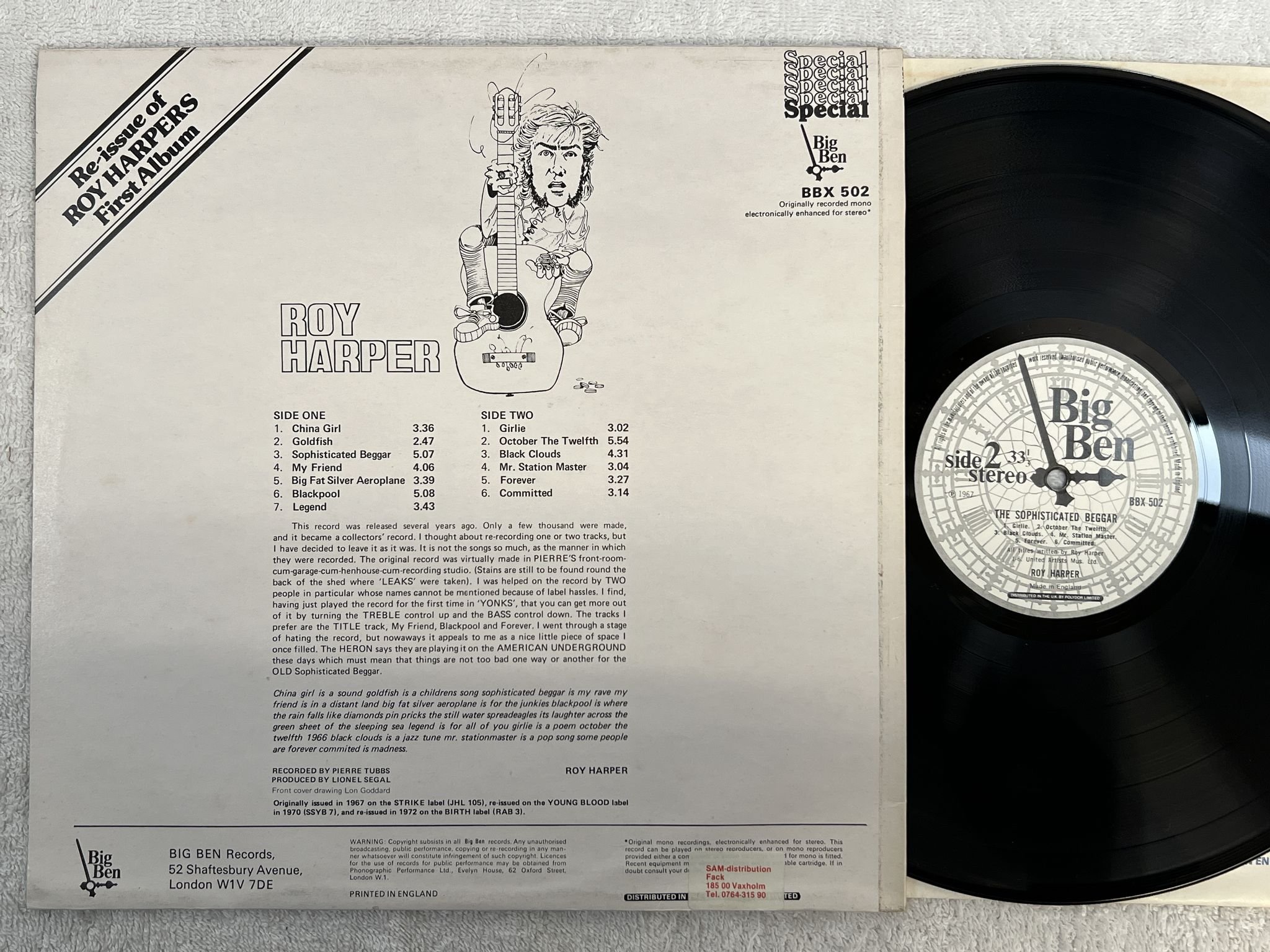 Omslagsbild för skivan ROY HARPER The Sophisticated Beggar LP -77 UK BIG BEN BBX 502
