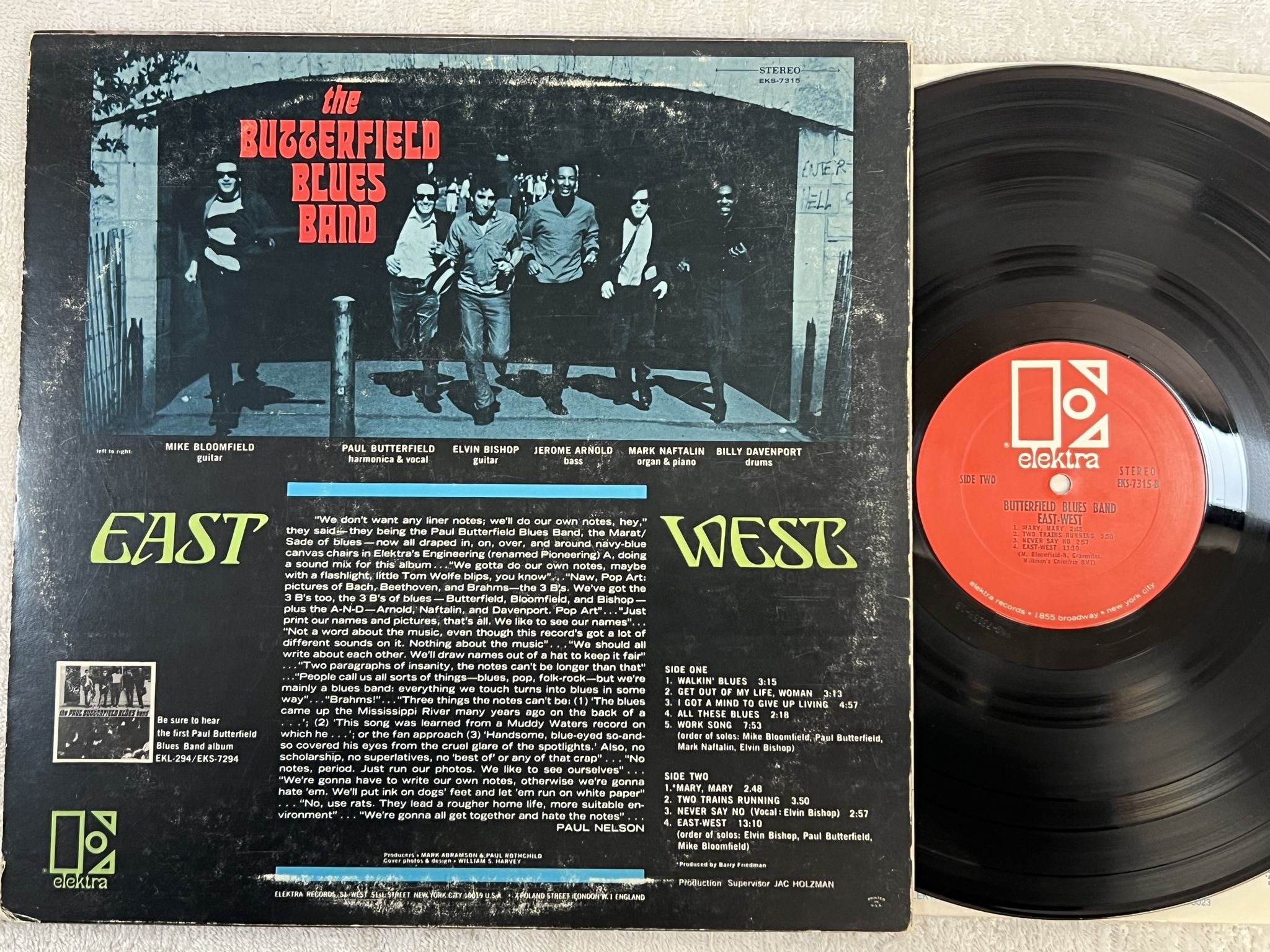 Omslagsbild för skivan BUTTERFIELD BLUES BAND east-west LP US ELEKTRA EKS 7315
