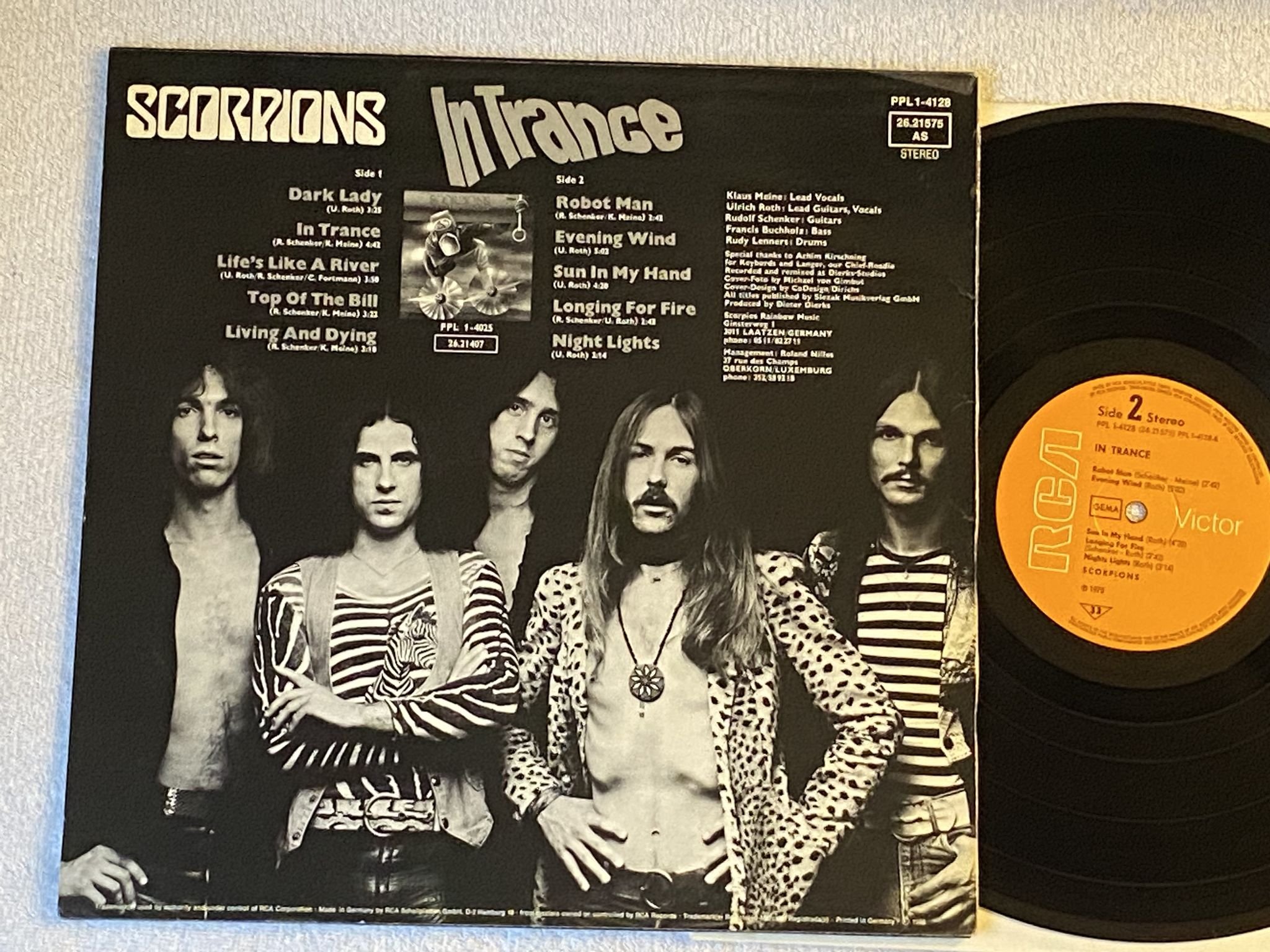 Omslagsbild för skivan SCORPIONS in trance LP -75 Ger RCA PPL-1-4128