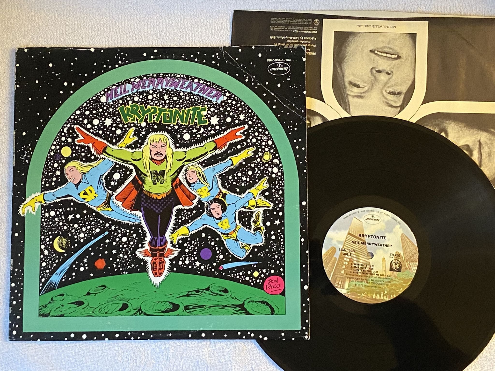 Omslagsbild för skivan NEIL MERRYWEATHER kryptonite LP -75 US MERCURY SRM-1-1024 *** space rock ***