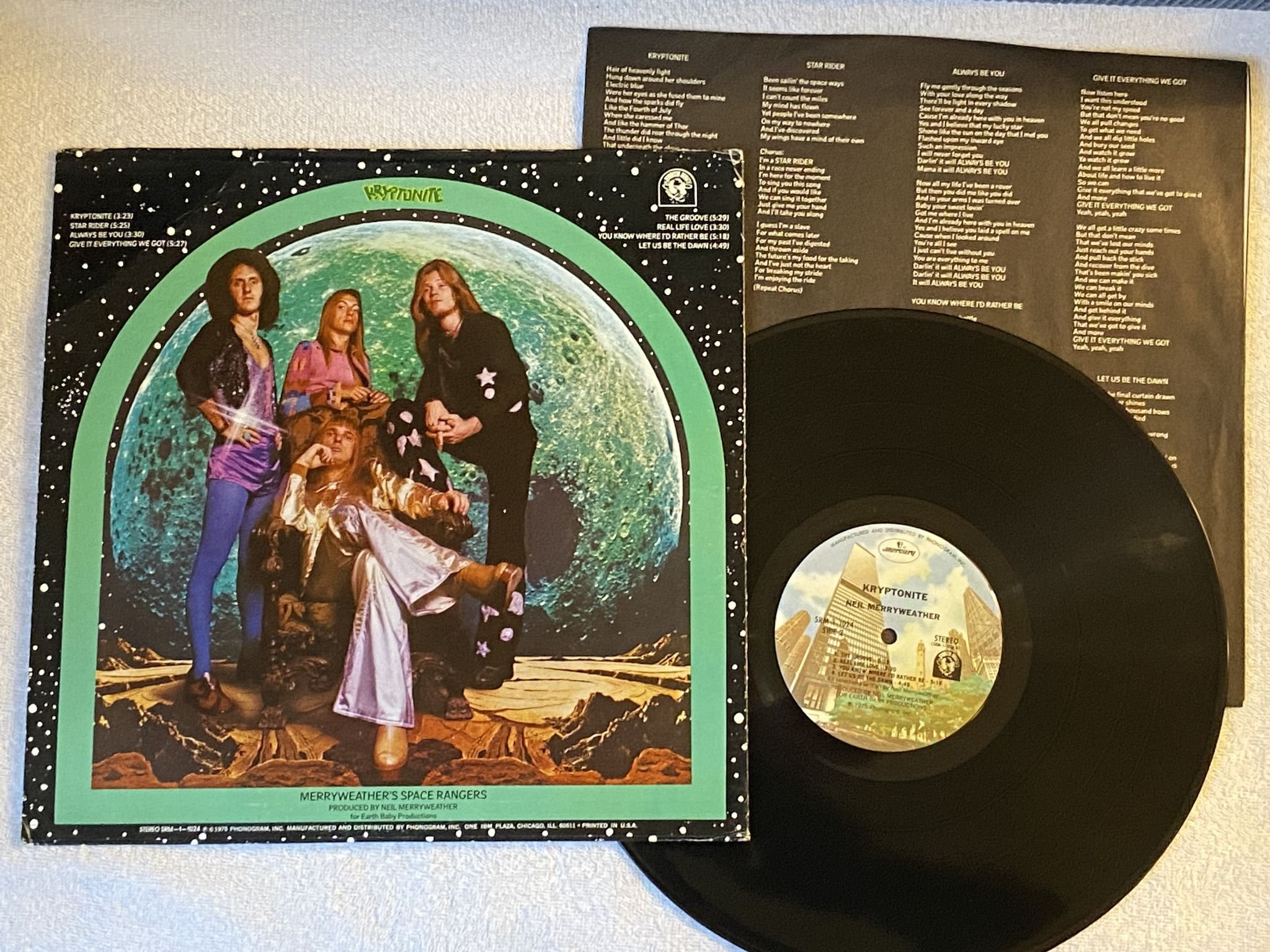 Omslagsbild för skivan NEIL MERRYWEATHER kryptonite LP -75 US MERCURY SRM-1-1024 *** space rock ***