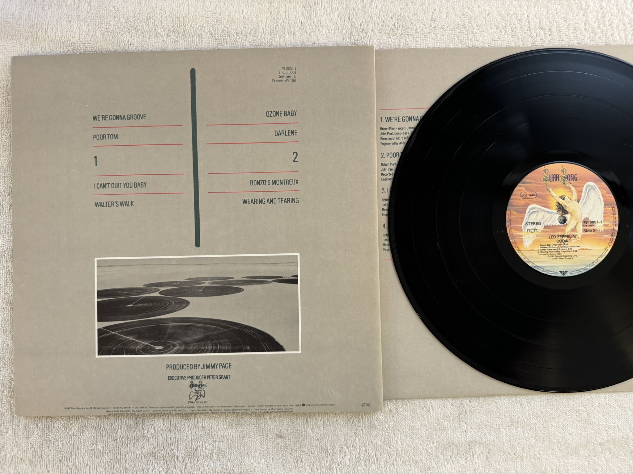 Omslagsbild för skivan LED ZEPPELIN coda LP -82 ncb SWAN SONG 790051-1