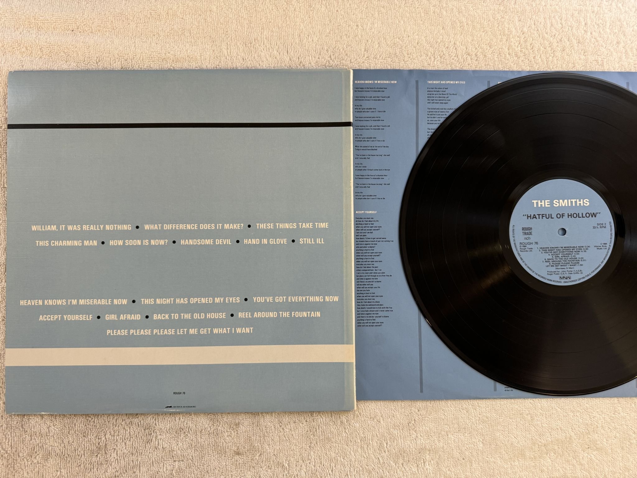 Omslagsbild för skivan THE SMITHS hatful of hollow LP -84 ncb MNW ROUGH 76