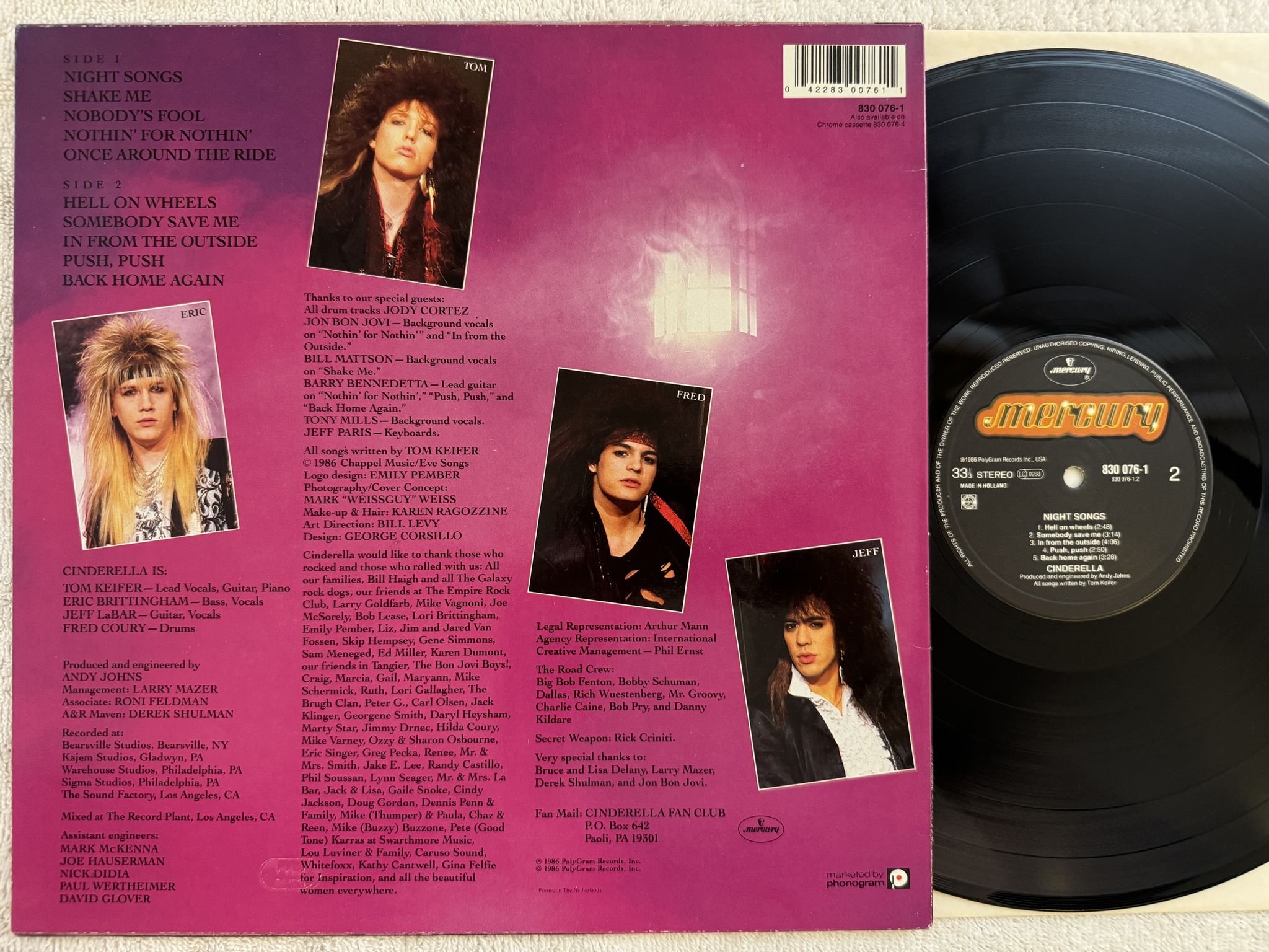 Omslagsbild för skivan CINDERELLA night songs LP -86 MERCURY 830076-1