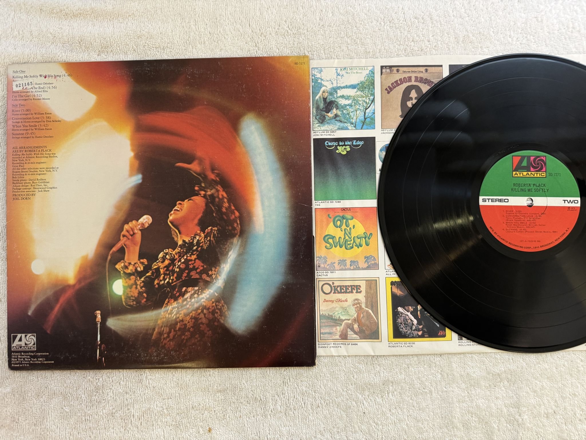 Omslagsbild för skivan ROBERTA FLACK killing me softly LP -73 US ATLANTIC SD 7271