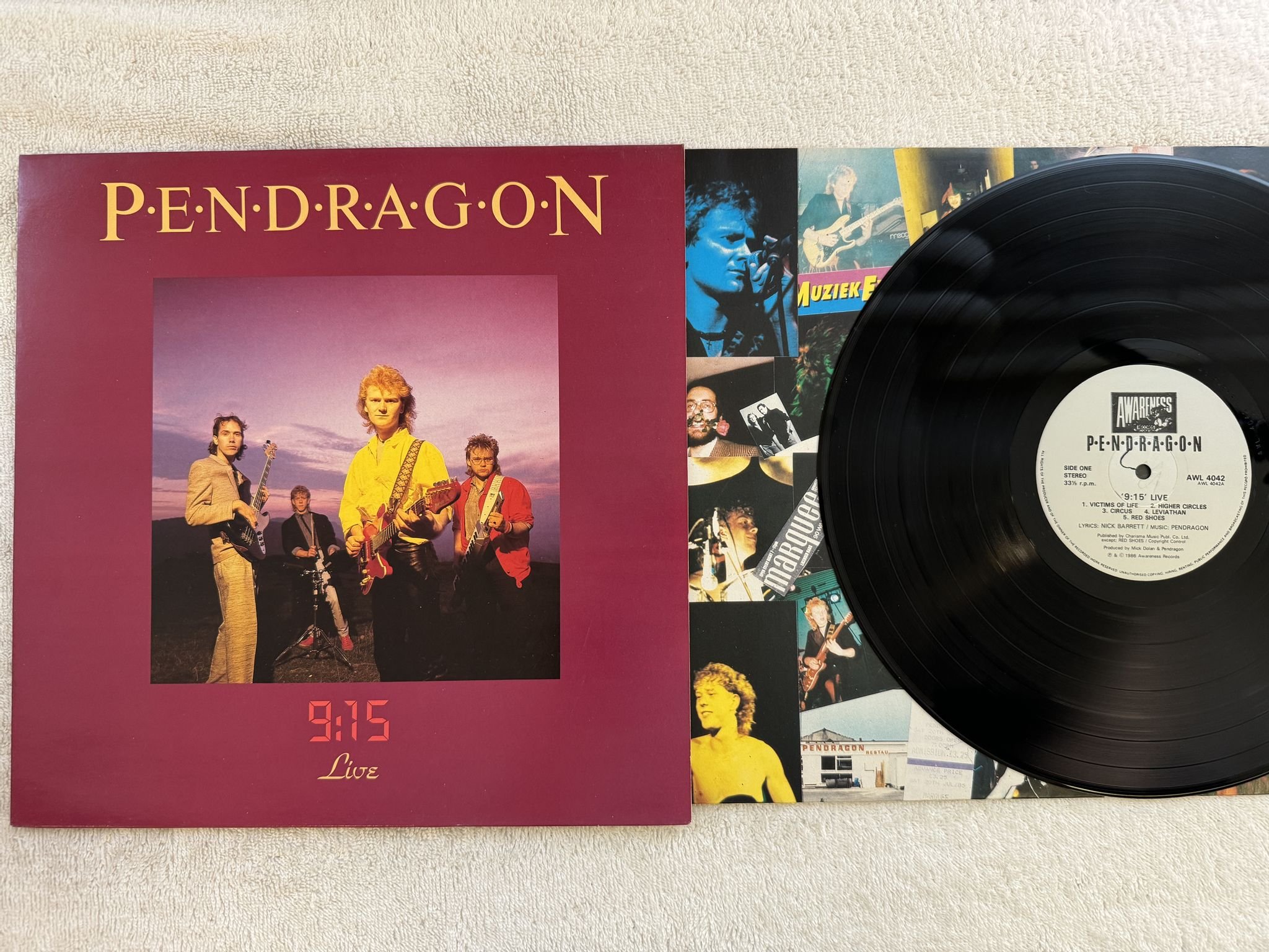 Omslagsbild för skivan PENDRAGON 9:15 Live LP -86 UK AWARENESS AWL 4042